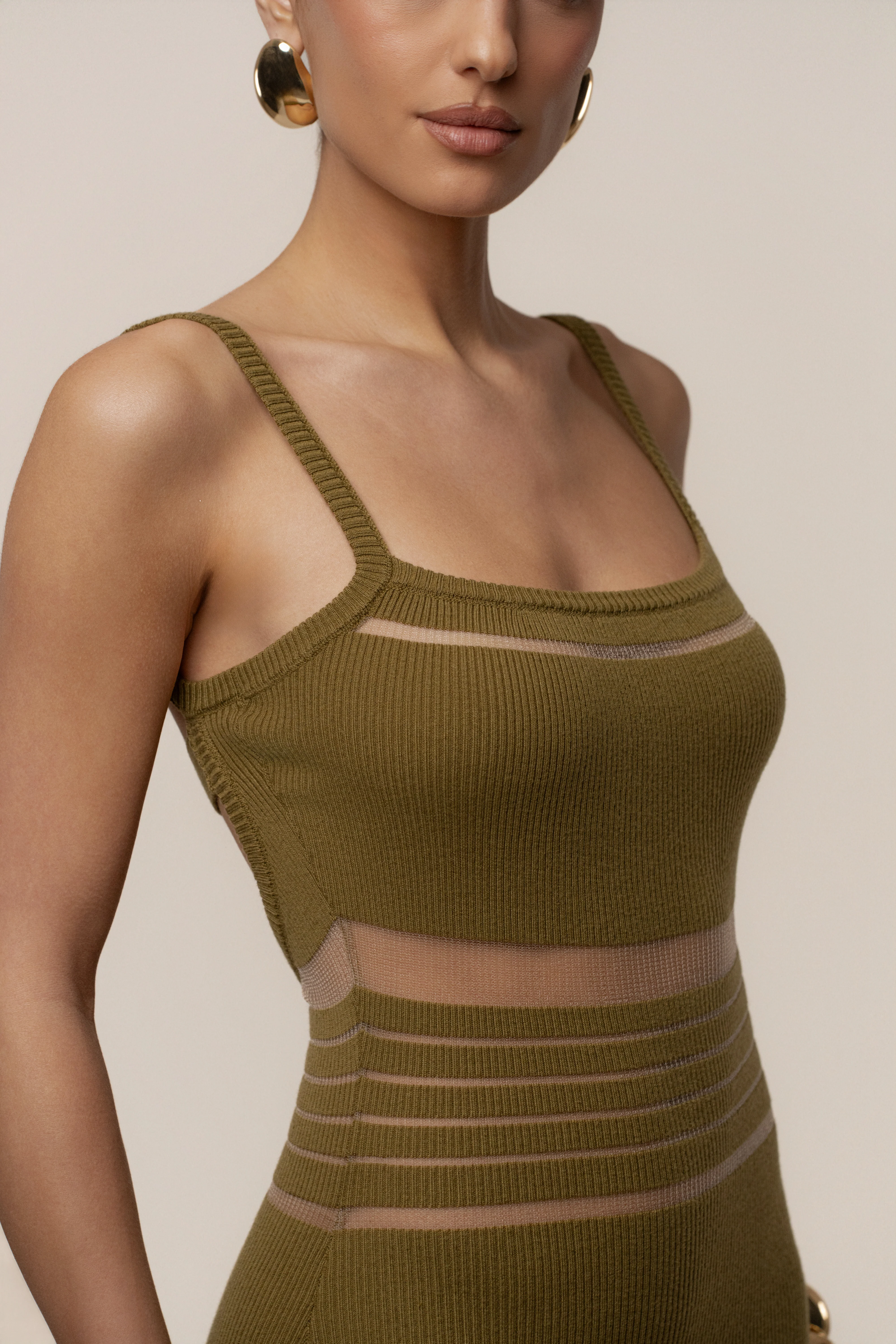 Moss Striped Rib Knit Dress - Image 2