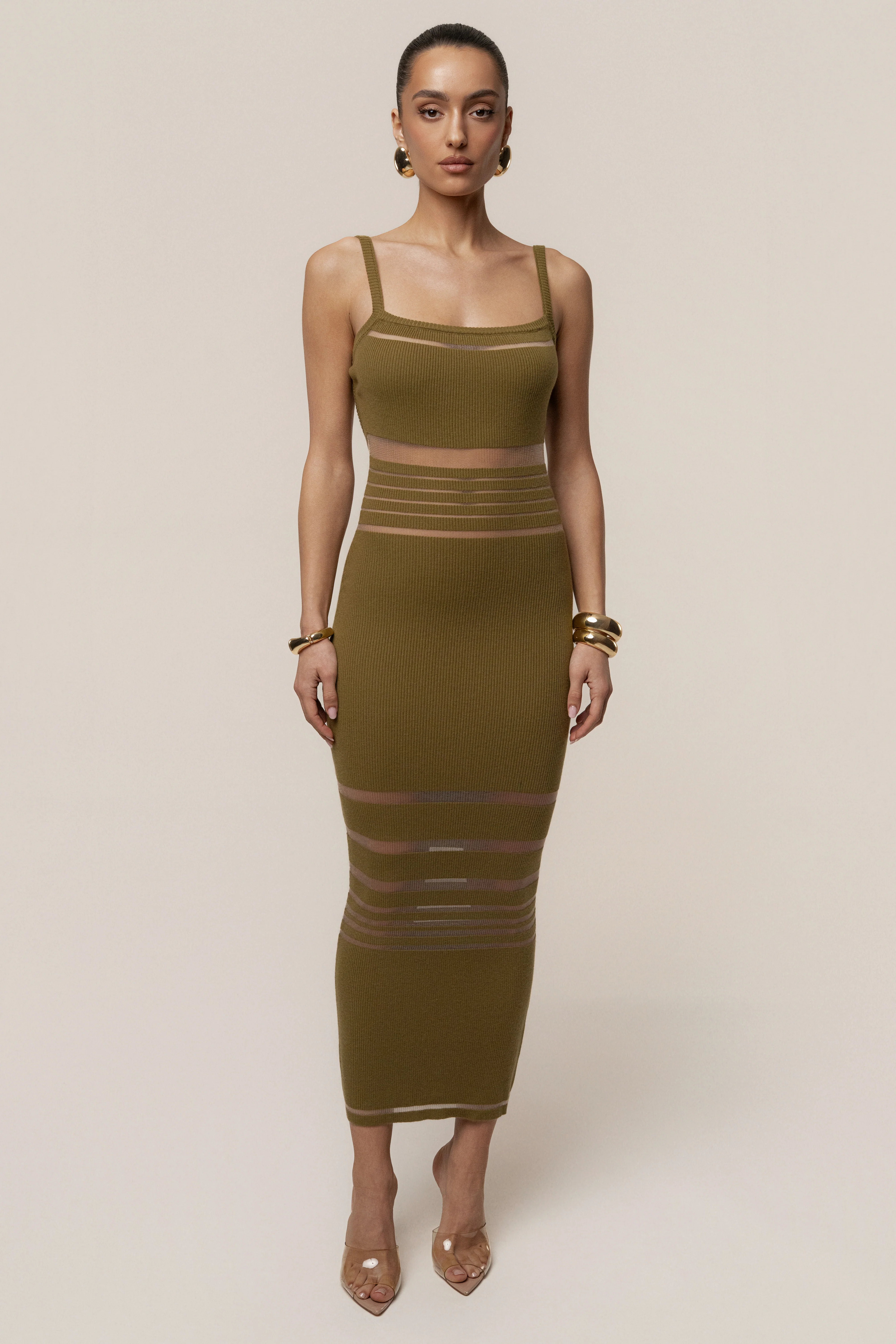 Moss Striped Rib Knit Dress - Image 3