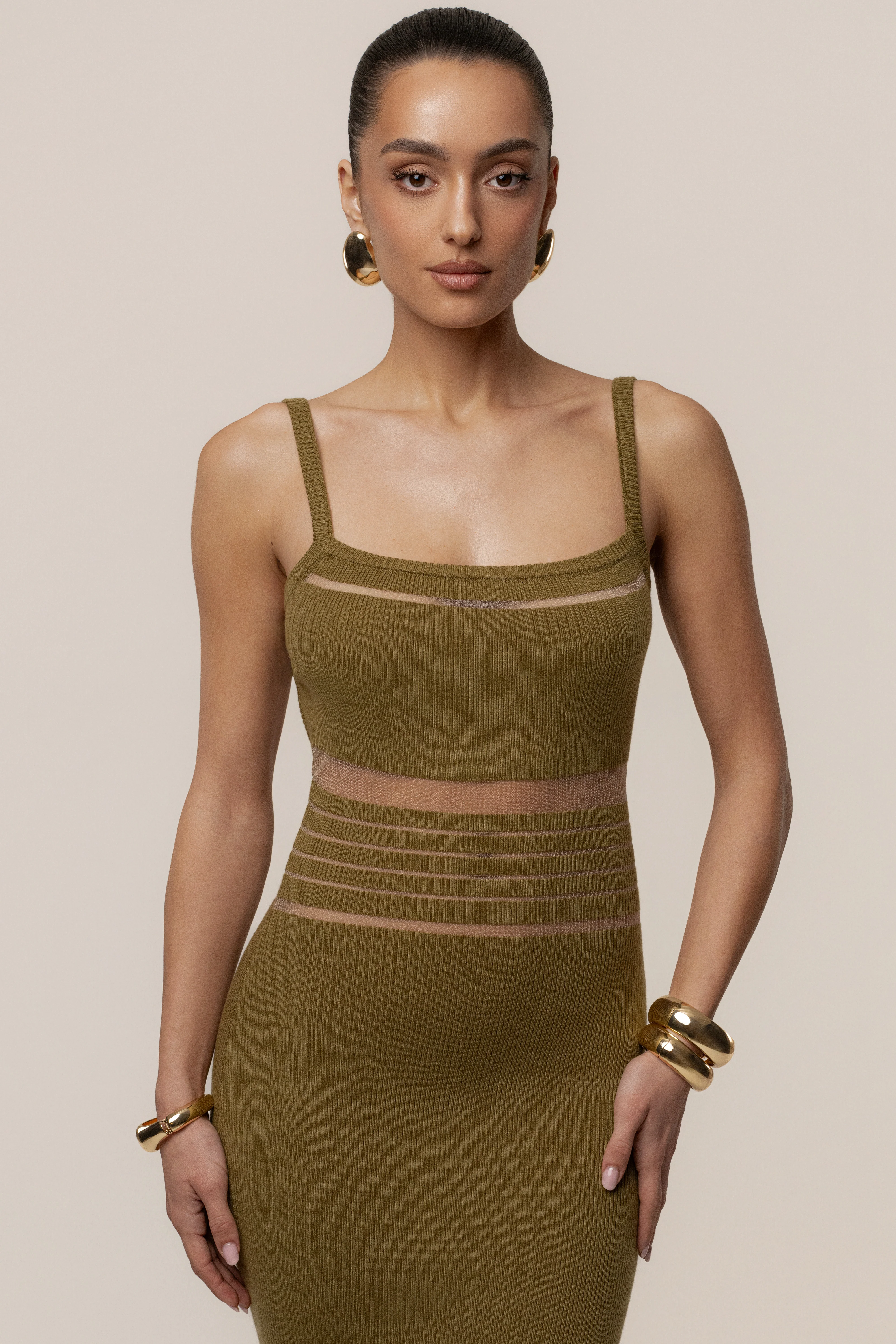 Moss Striped Rib Knit Dress - Image 7
