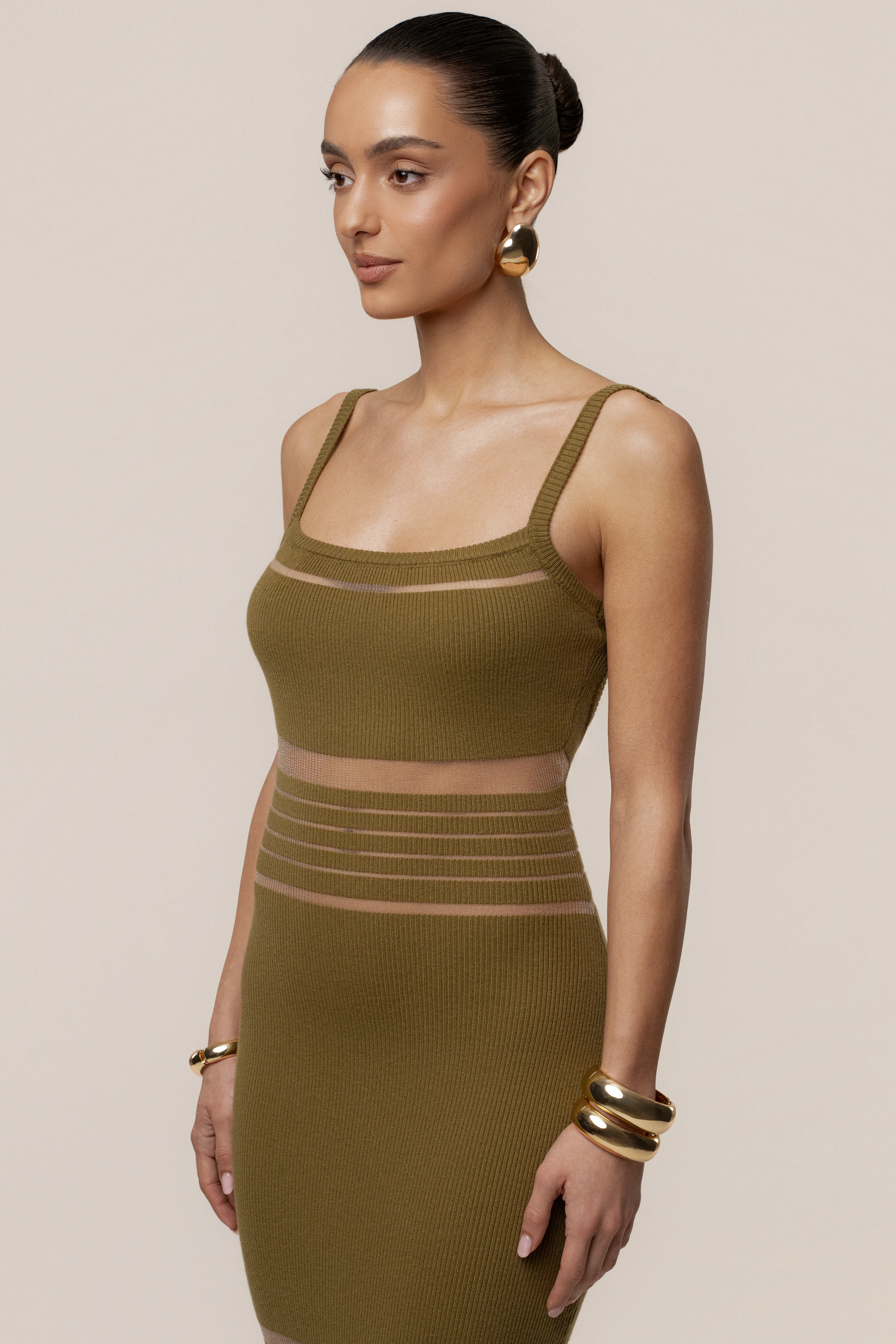 Moss Striped Rib Knit Dress - Image 8