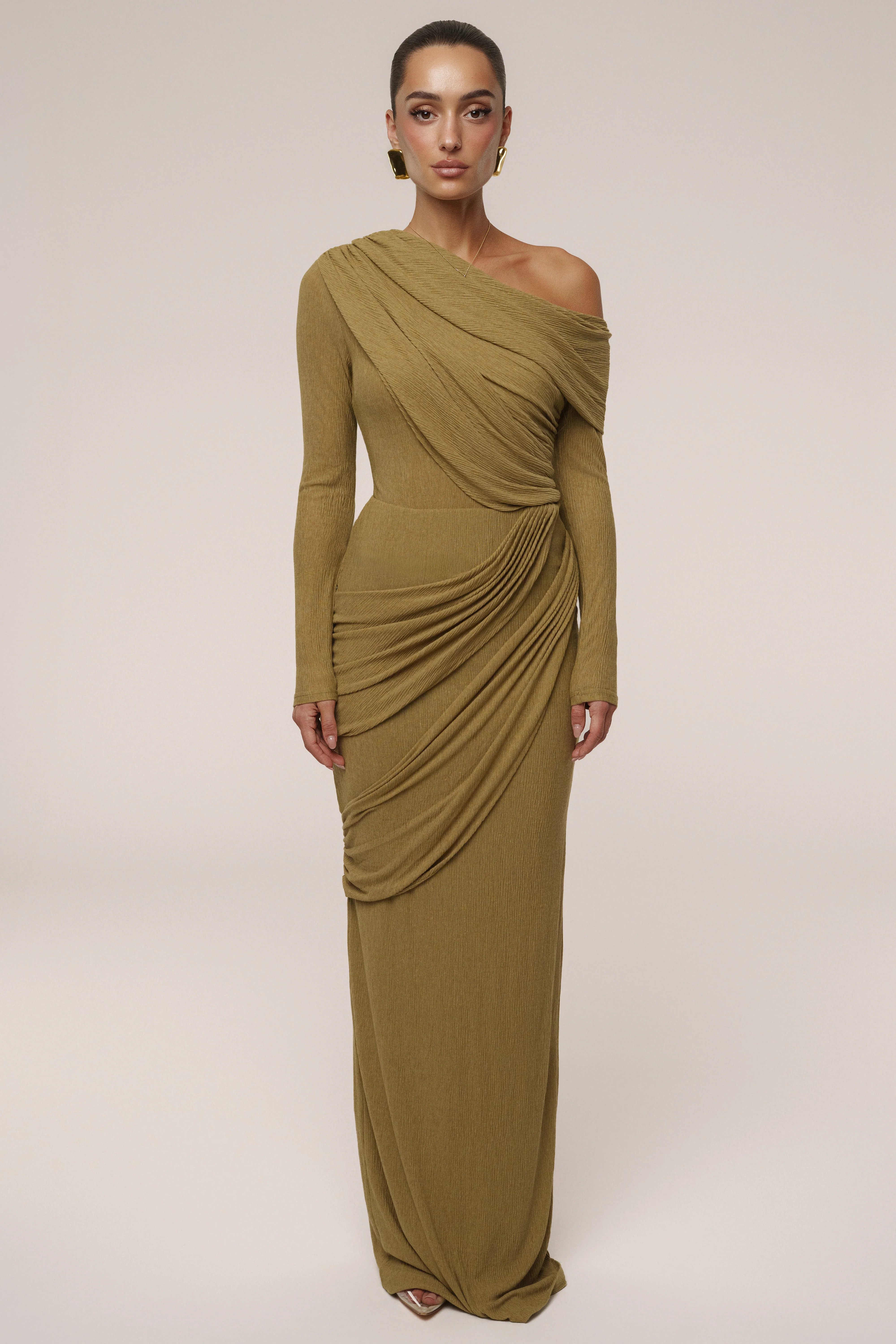 Moss Textured One Shoulder Bodysuit - Image 3