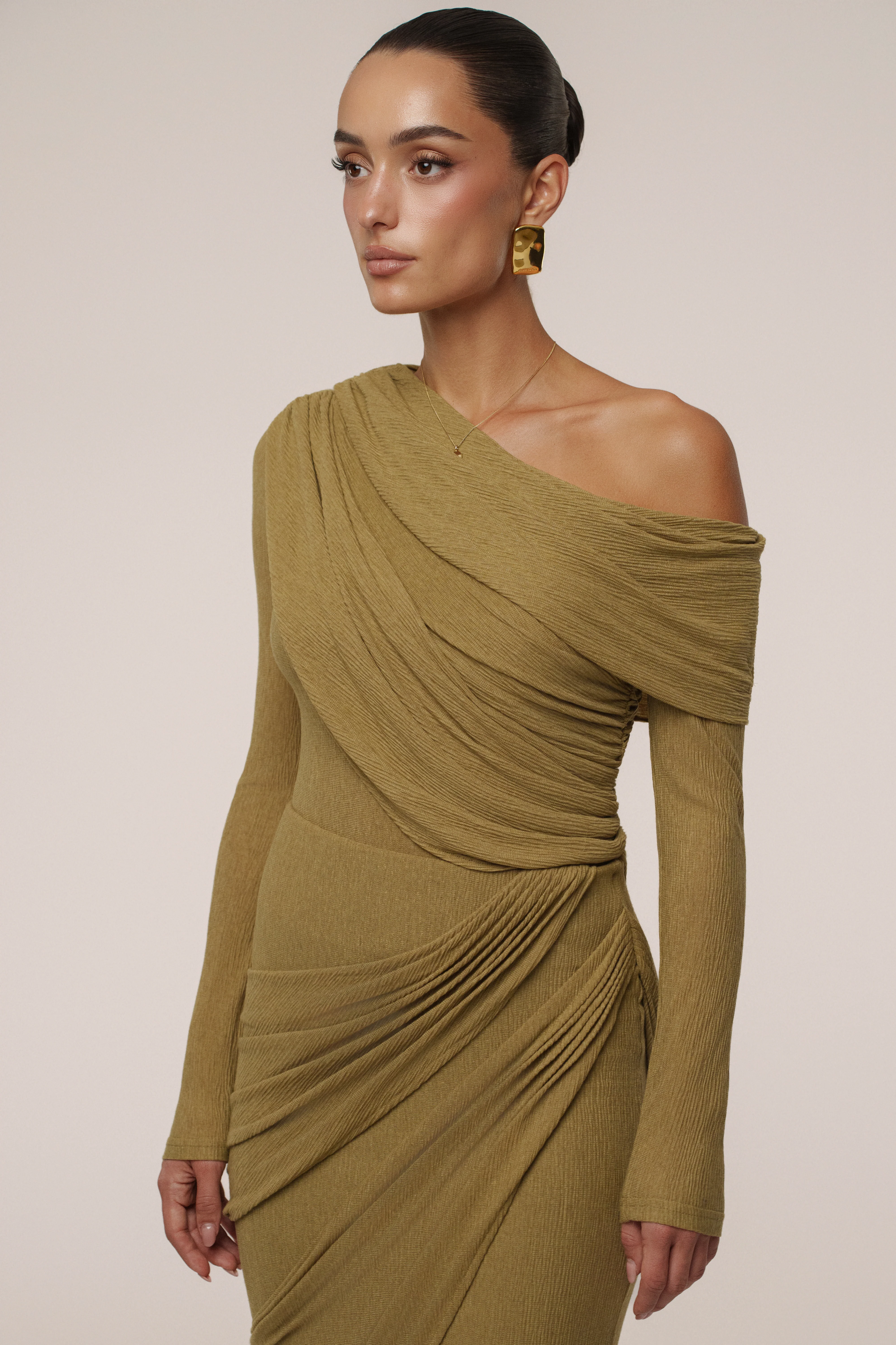 Moss Textured One Shoulder Bodysuit - Image 9