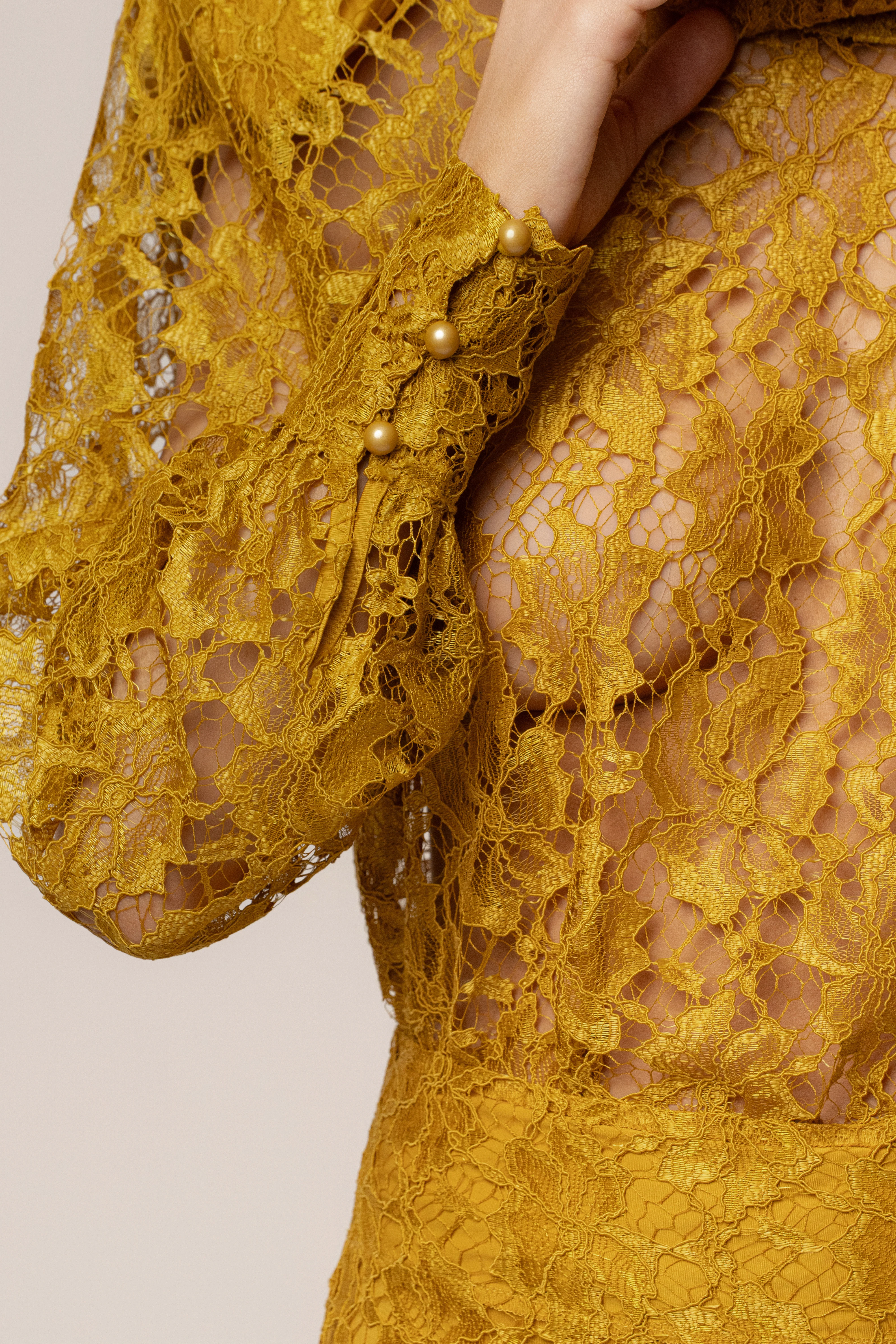Mustard Devotion Lace Bodysuit & Skirt Set - Image 12