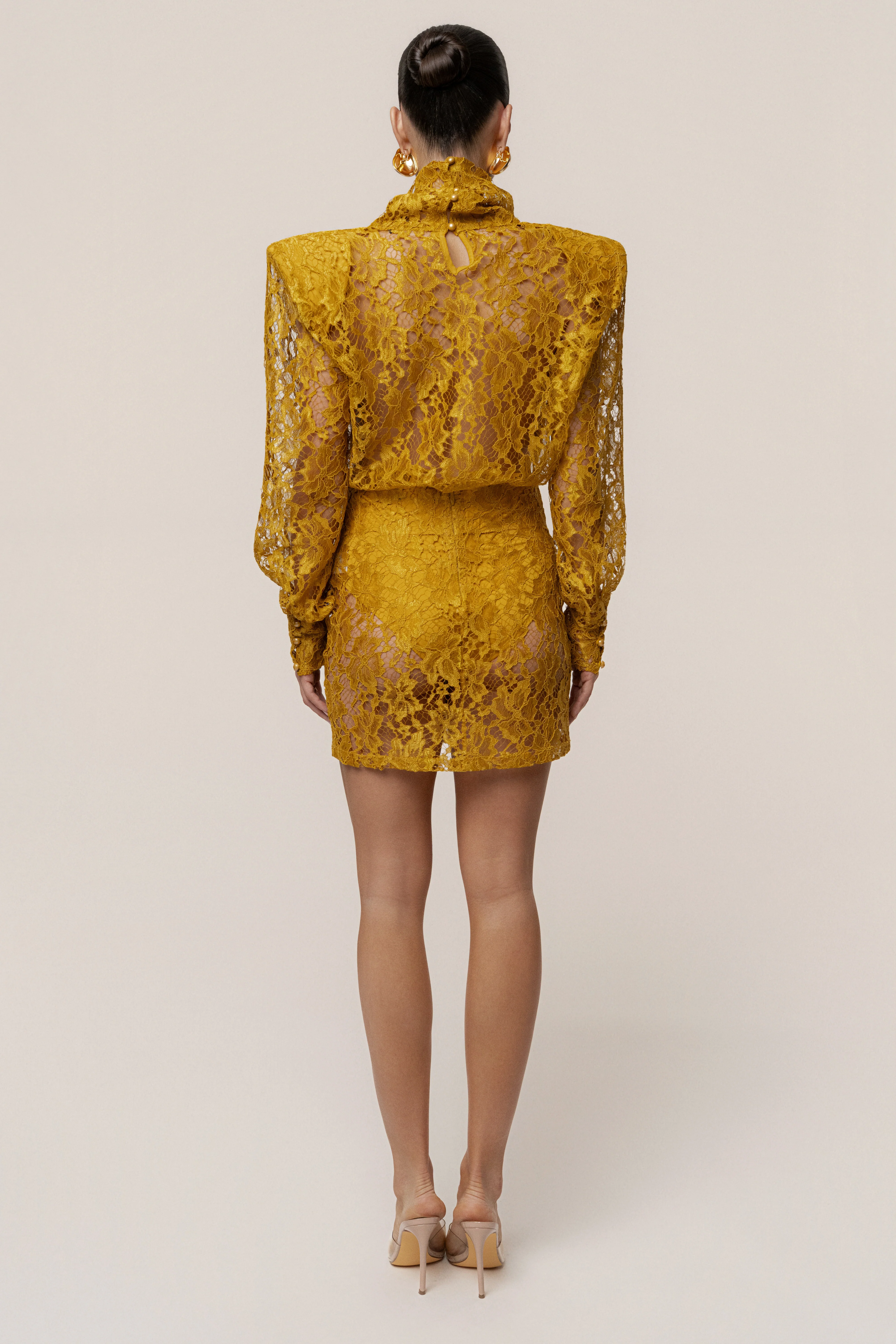 Mustard Devotion Lace Bodysuit & Skirt Set - Image 18