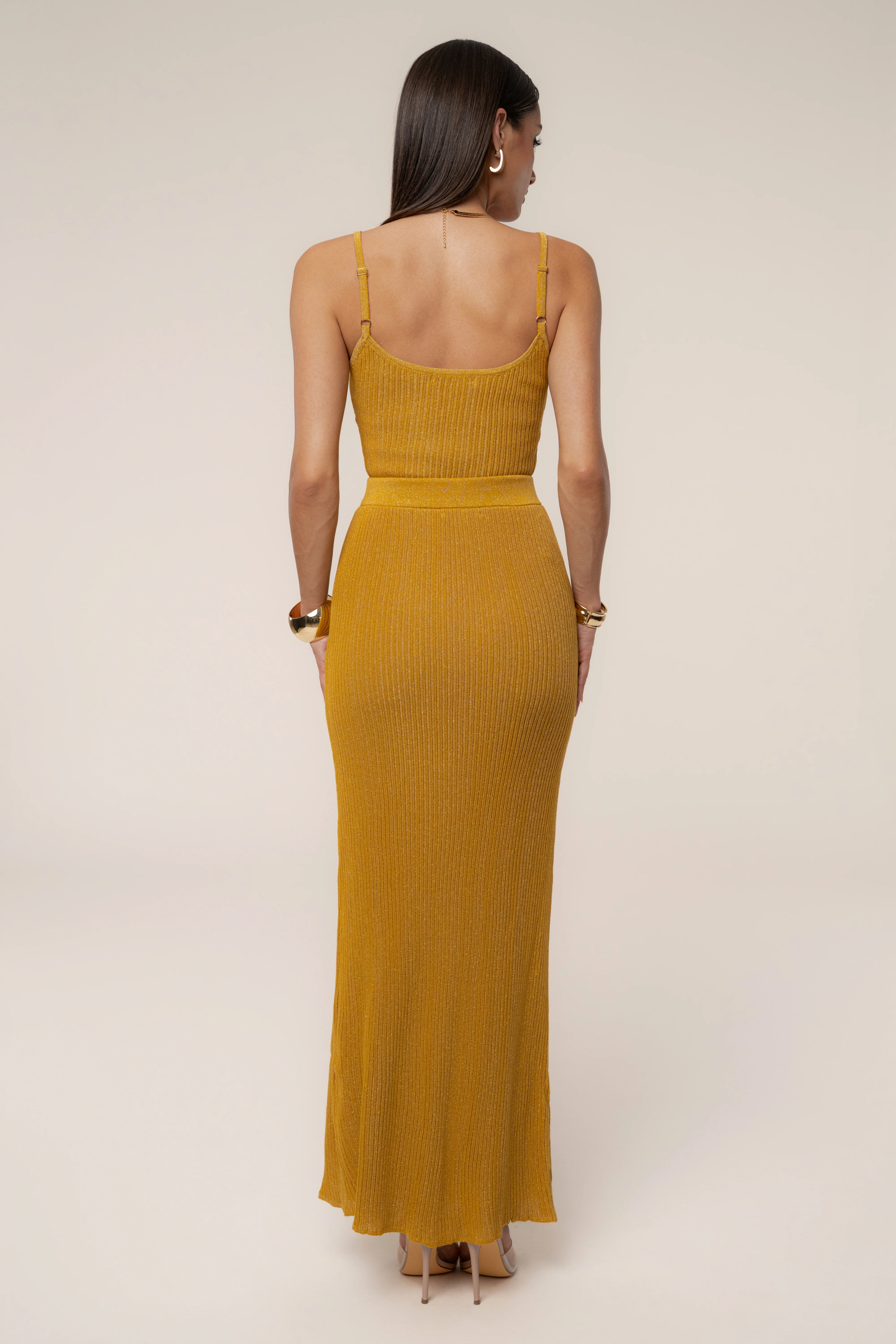 Mustard Serena Ribbed Skirt Set - Image 11