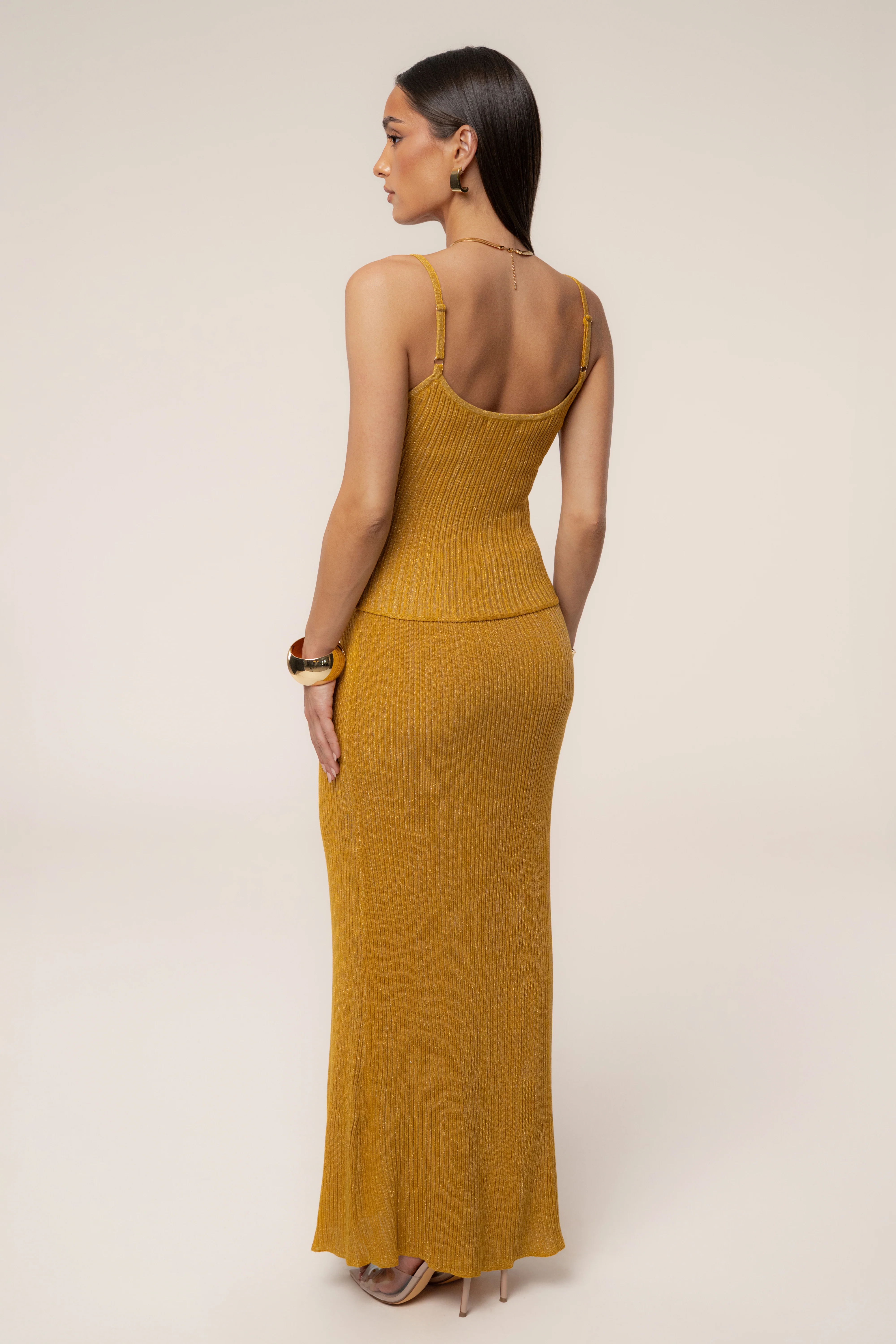 Mustard Serena Ribbed Skirt Set - Image 13