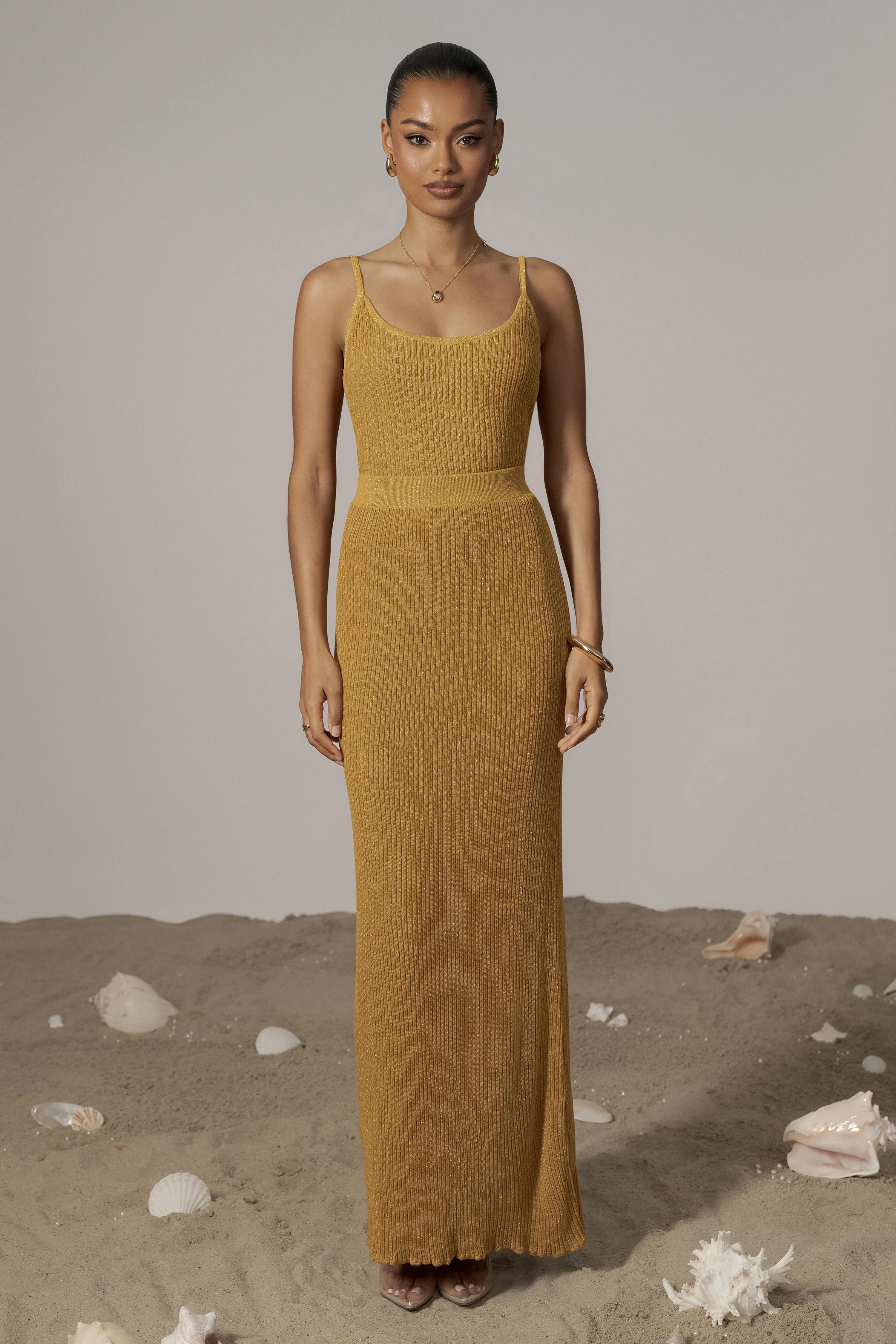 Mustard Serena Ribbed Skirt Set - Image 5