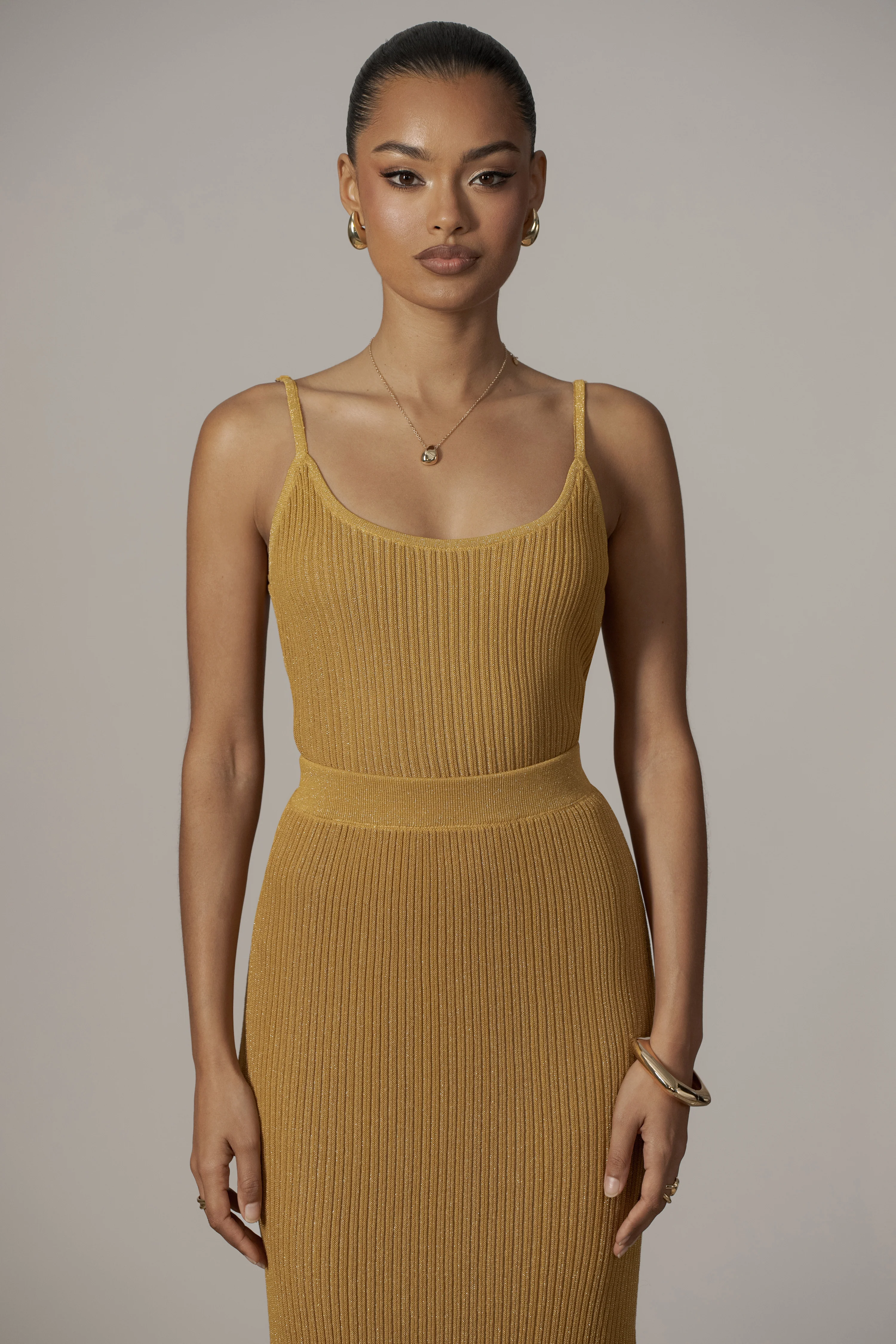 Mustard Serena Ribbed Skirt Set - Image 8