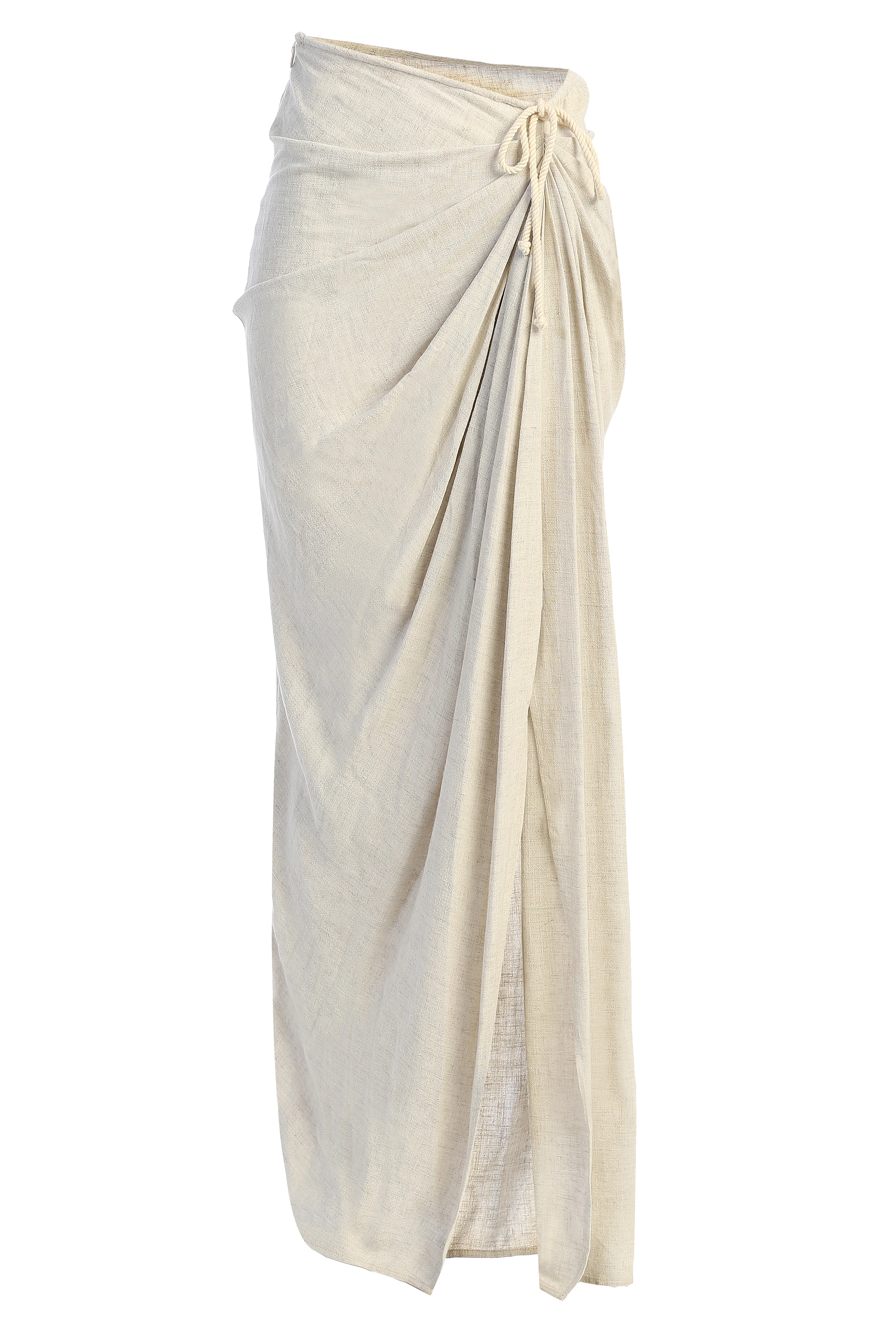 Natural Noelia Linen Slit Skirt - Image 3