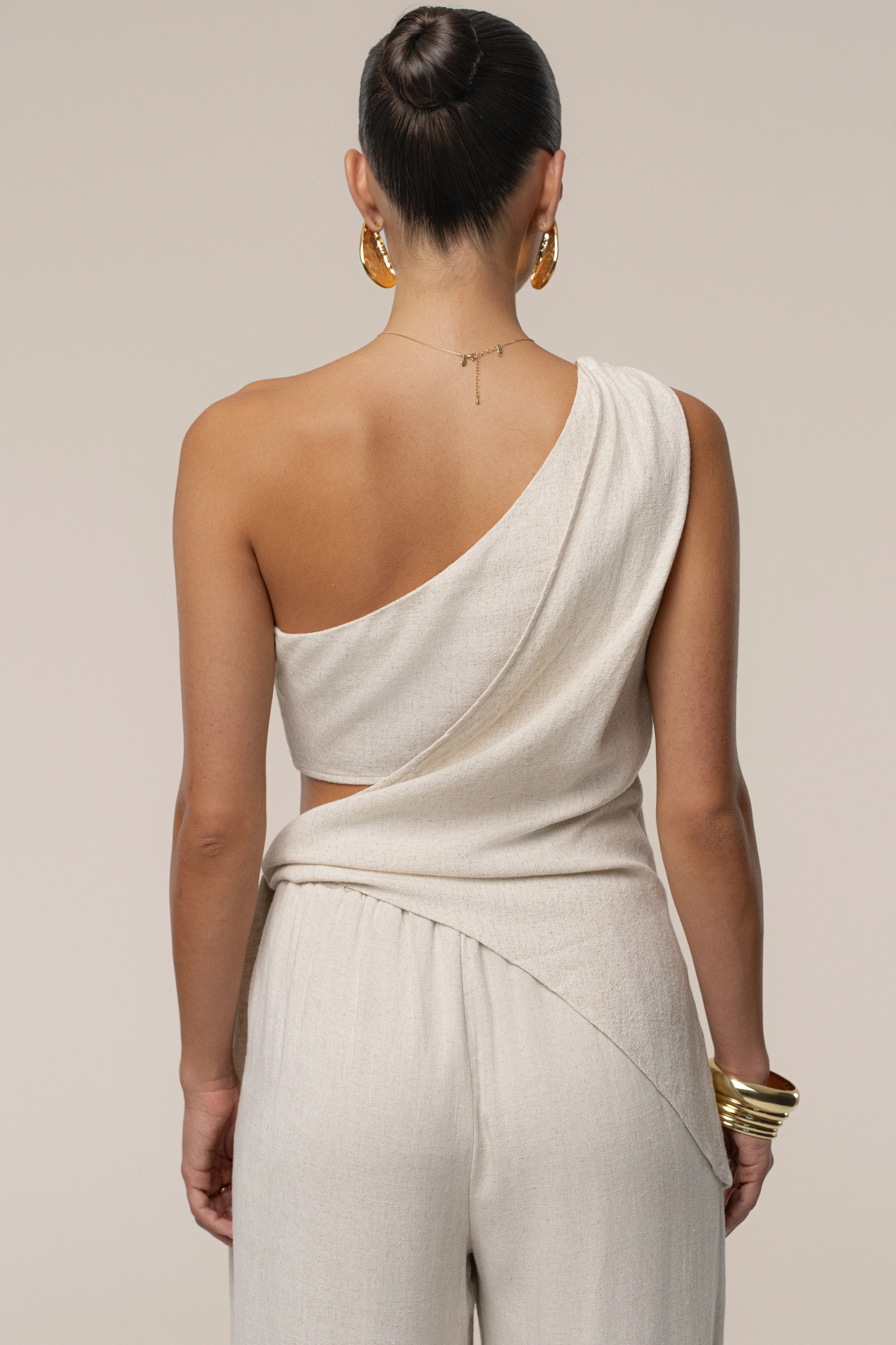 Beige Palmera One Shoulder Top - Image 17