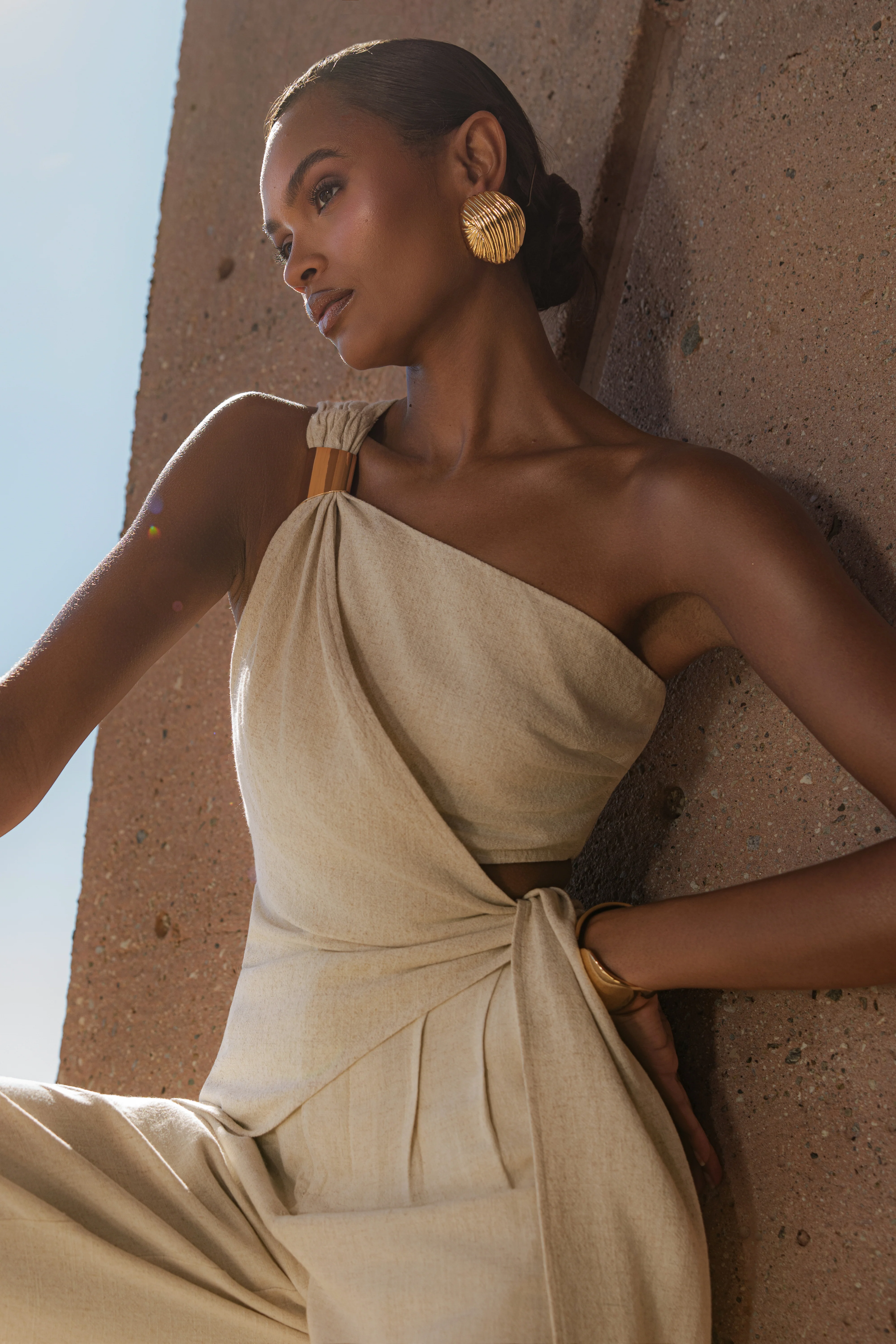 Beige Palmera One Shoulder Top - Image 4