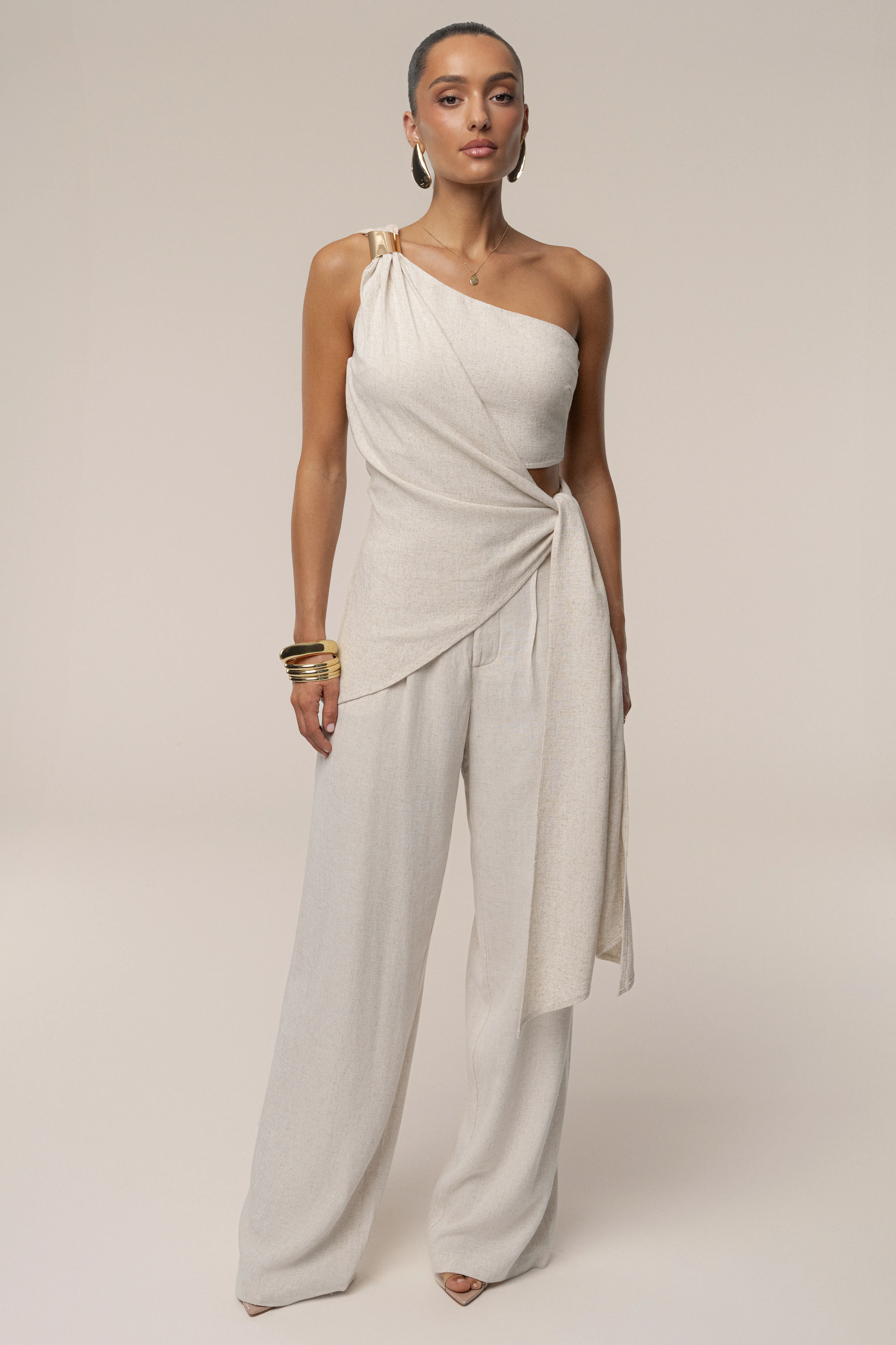 Beige Palmera One Shoulder Top - Image 5