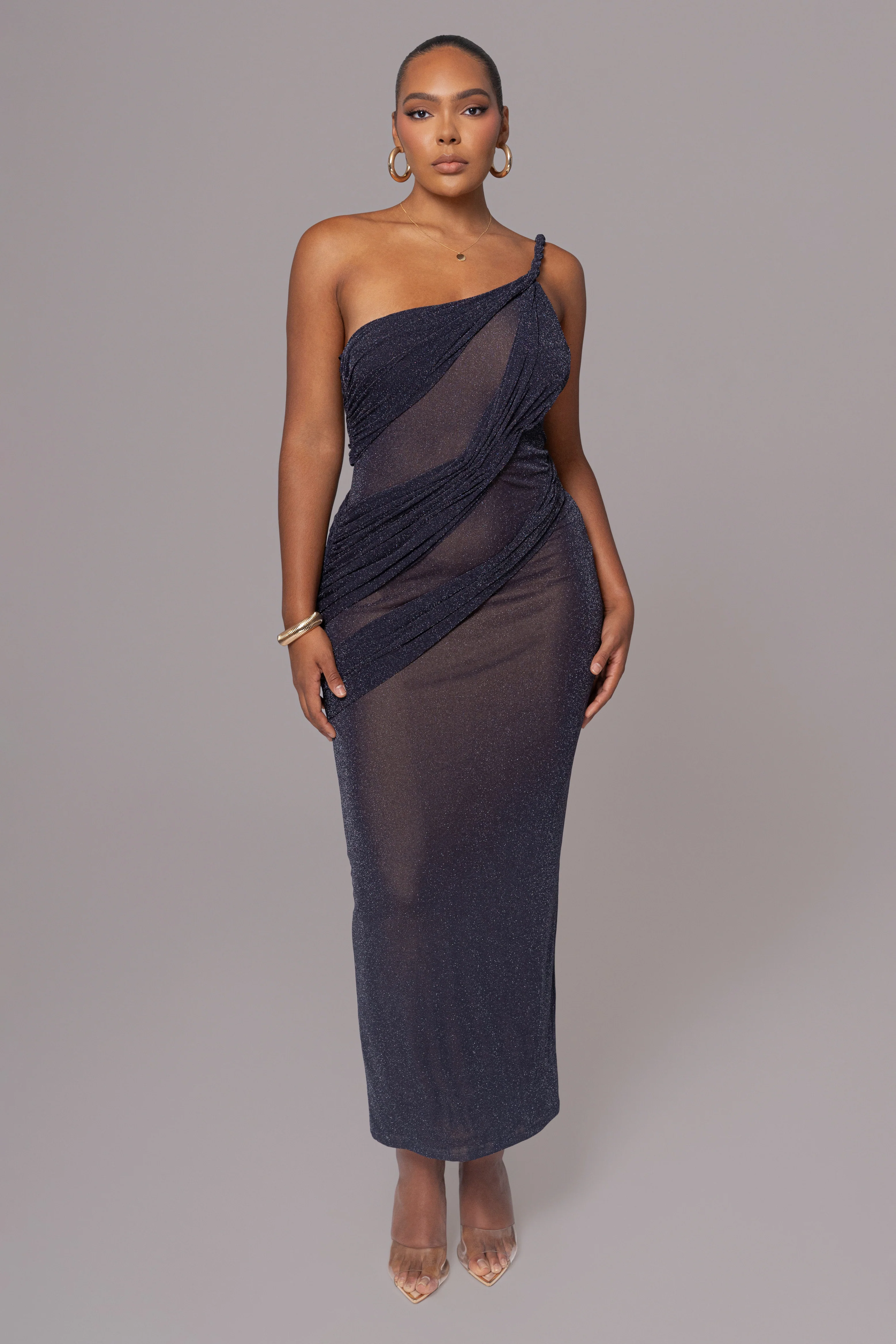 Navy Alari One Shoulder Maxi Dress - Image 3