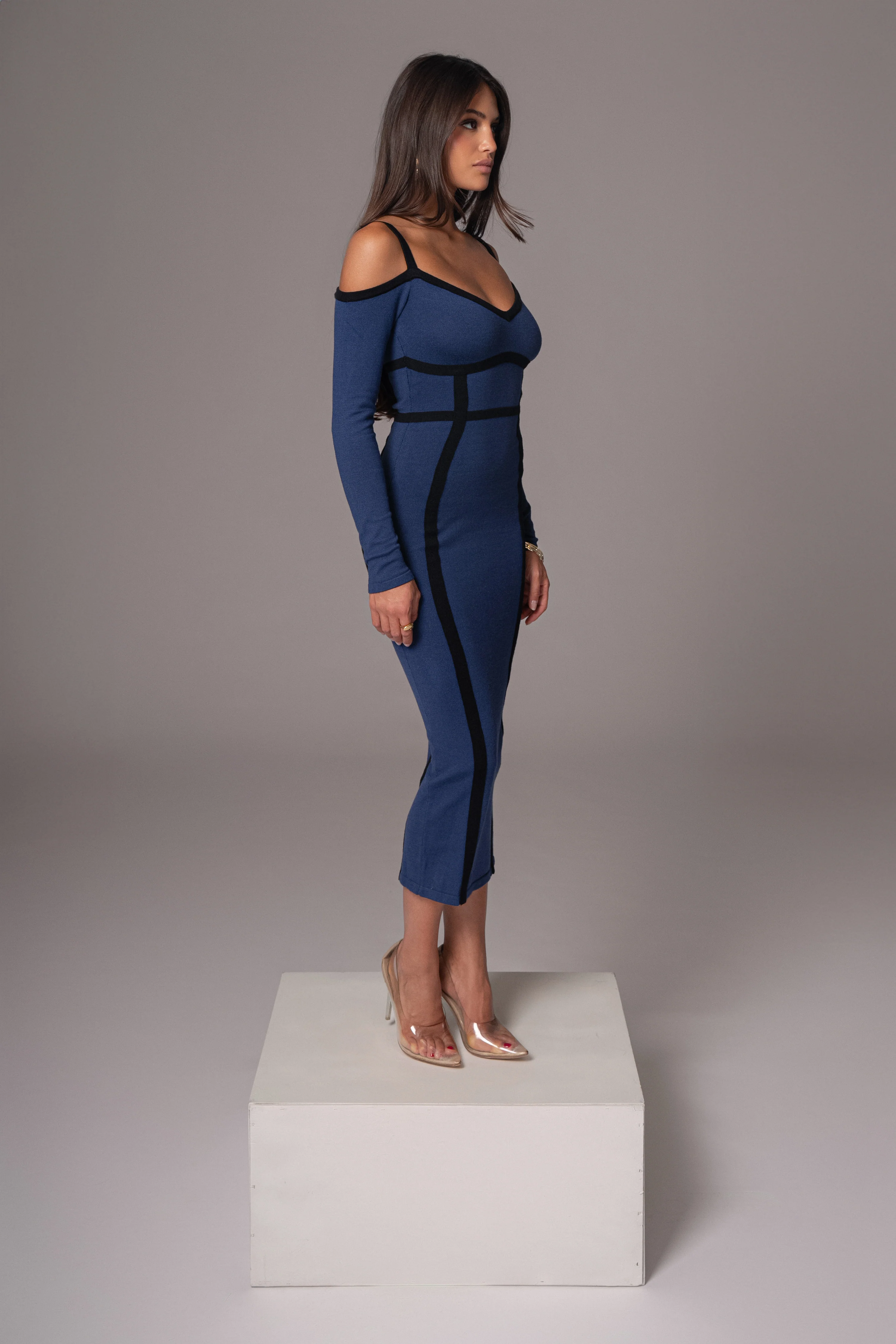 Navy  Debora Knit Midi Dress - Image 4