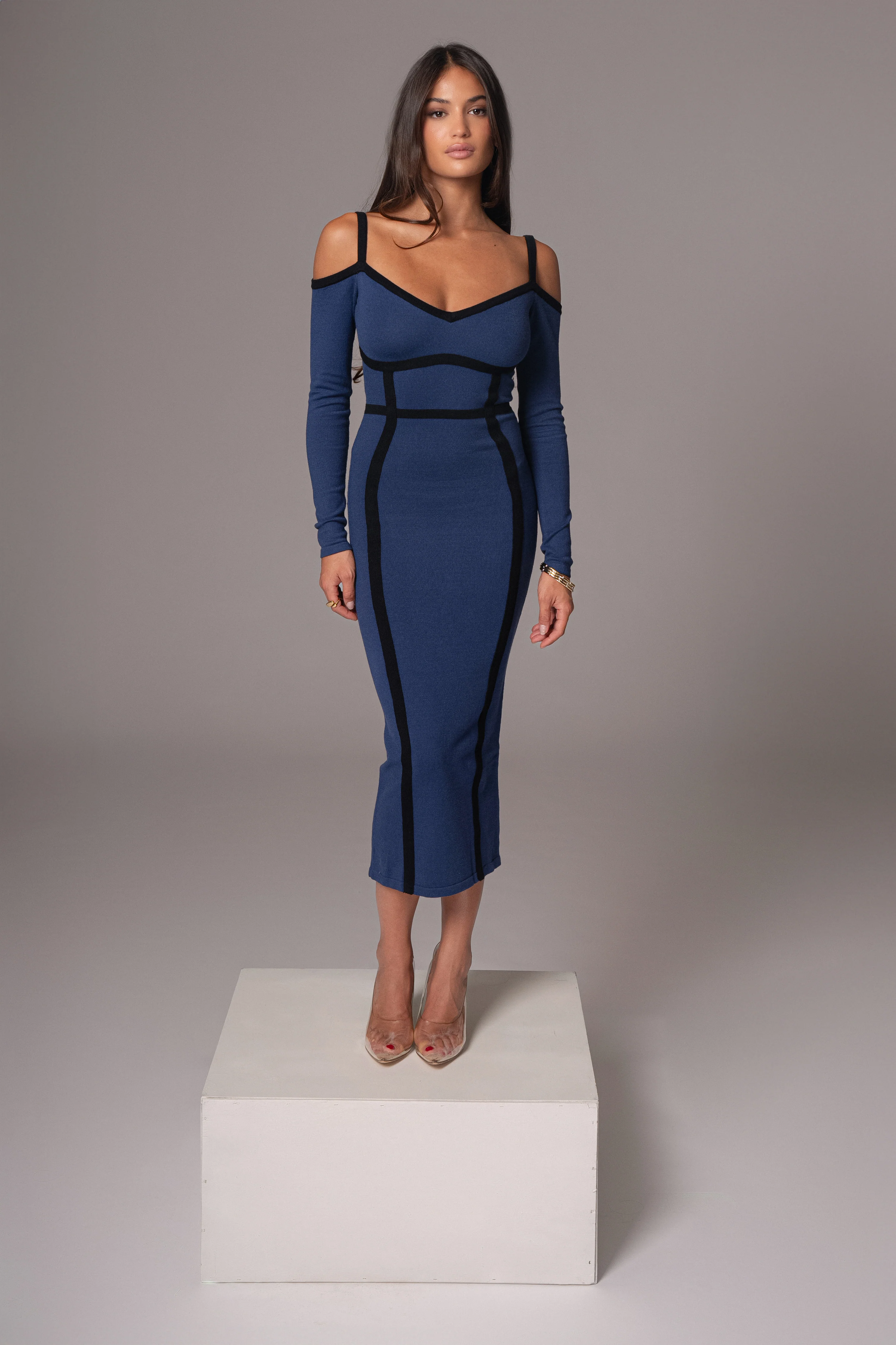 Navy  Debora Knit Midi Dress - Image 7