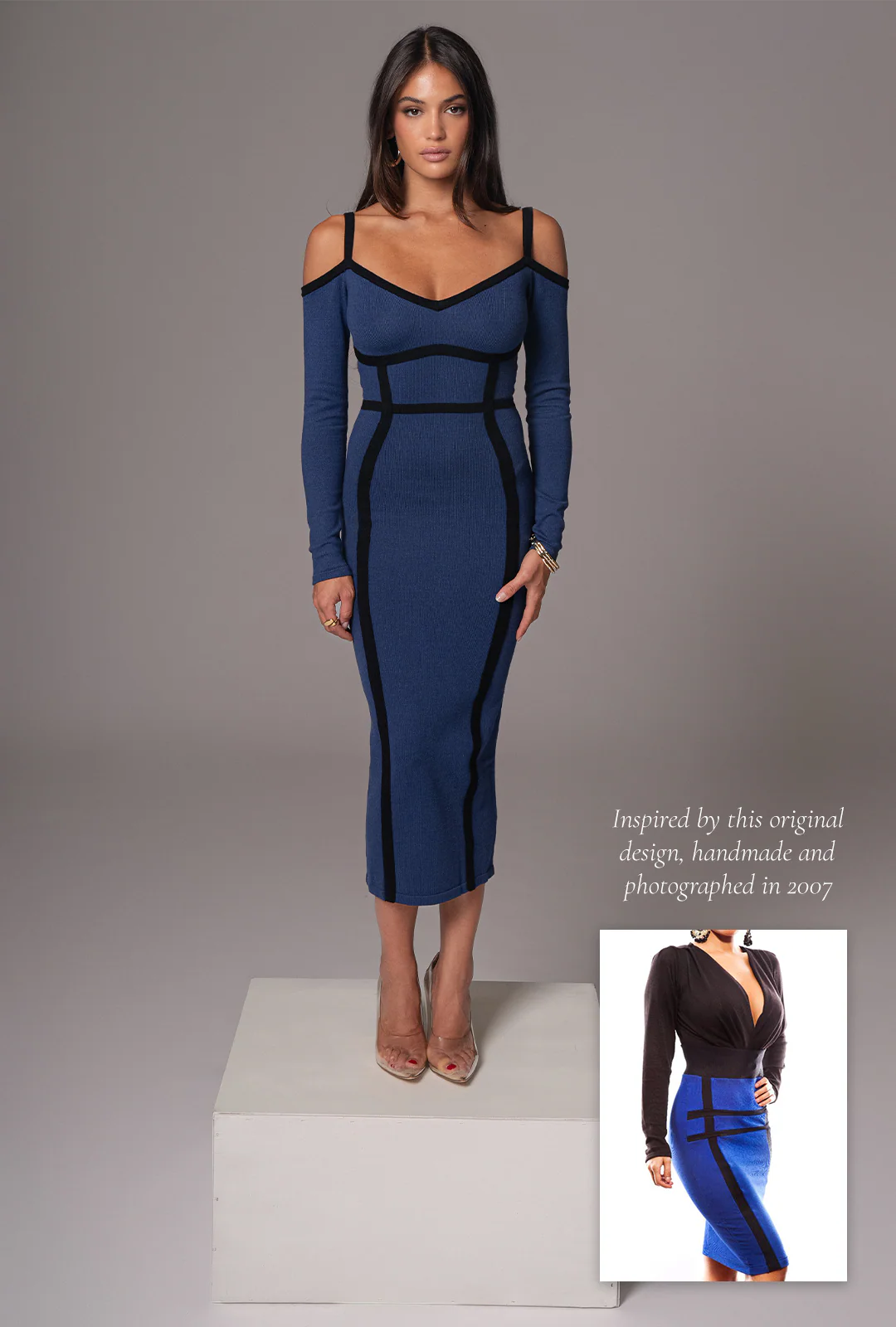 Navy  Debora Knit Midi Dress - Image 9