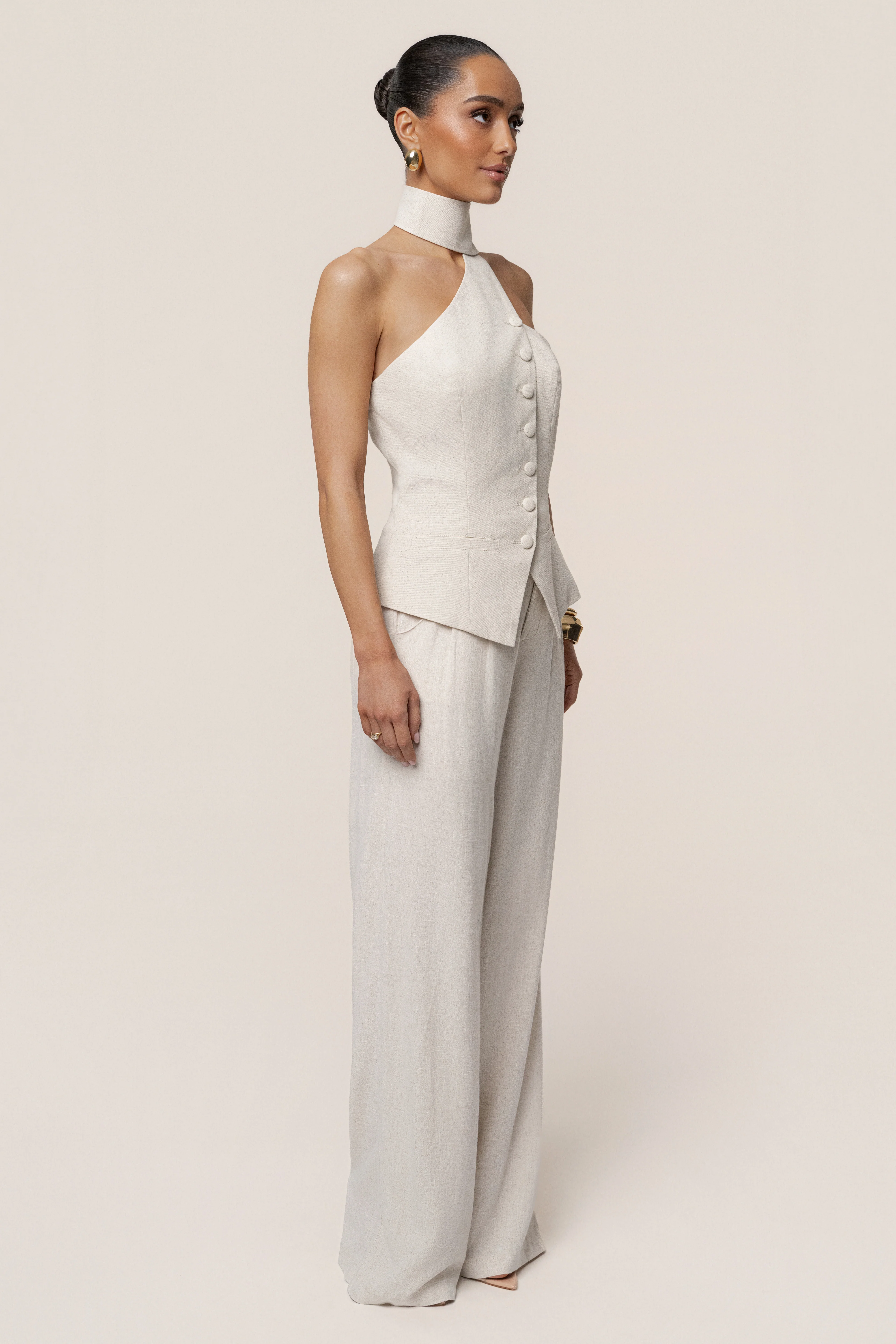 Oatmeal Asymmetric Scarf Top - Image 7