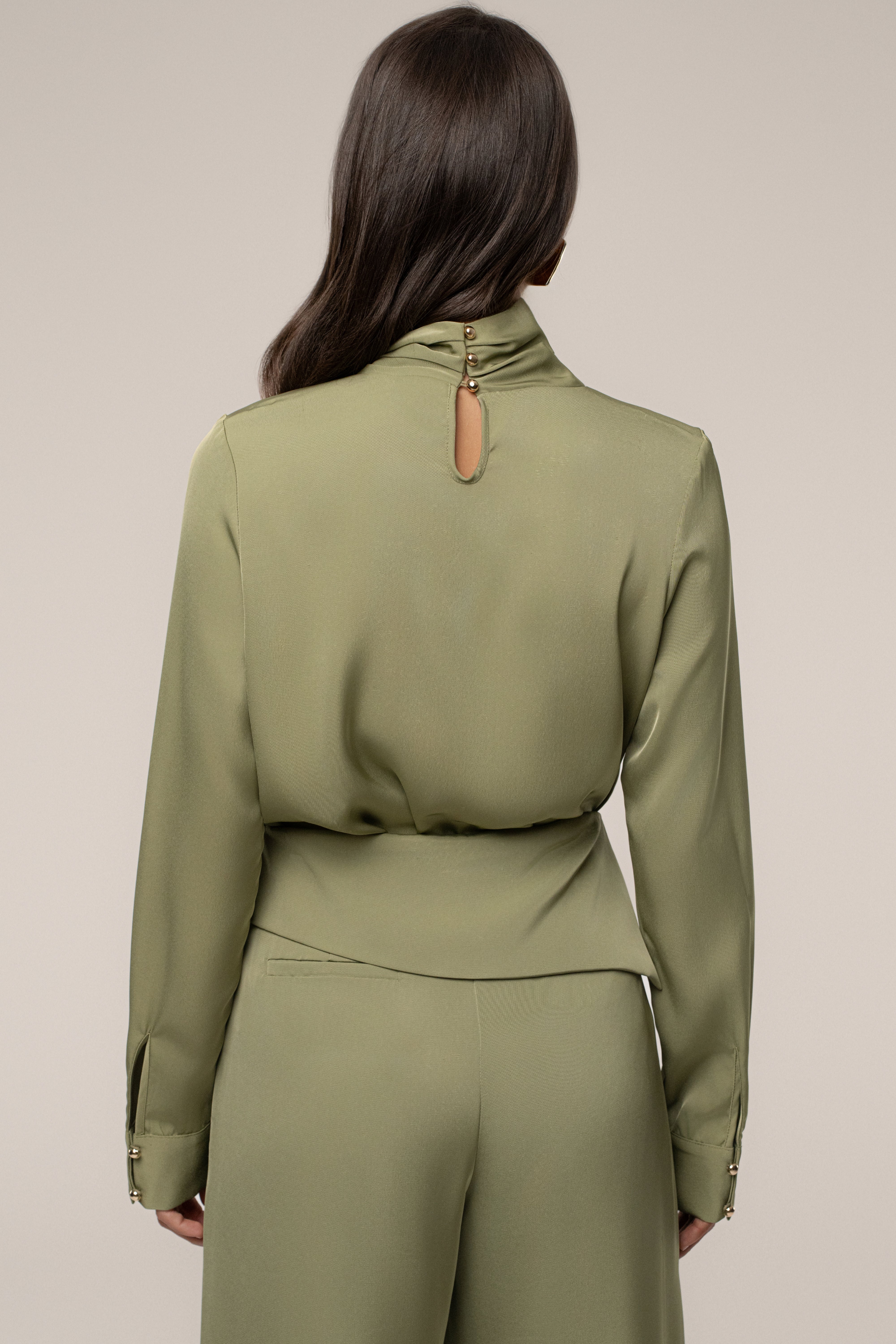 Olive Alexa Satin Blouse - Image 10