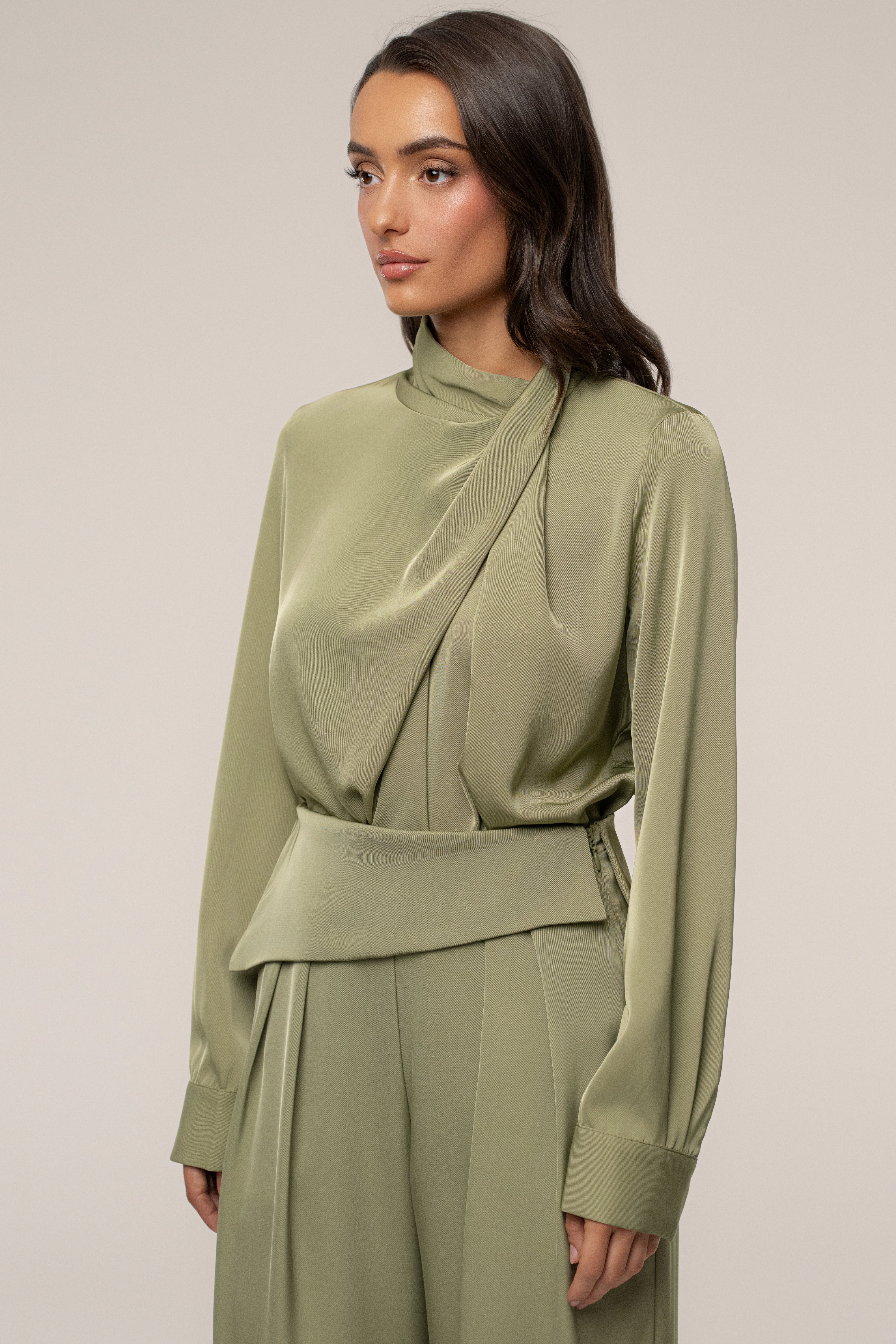 Olive Alexa Satin Blouse - Image 5