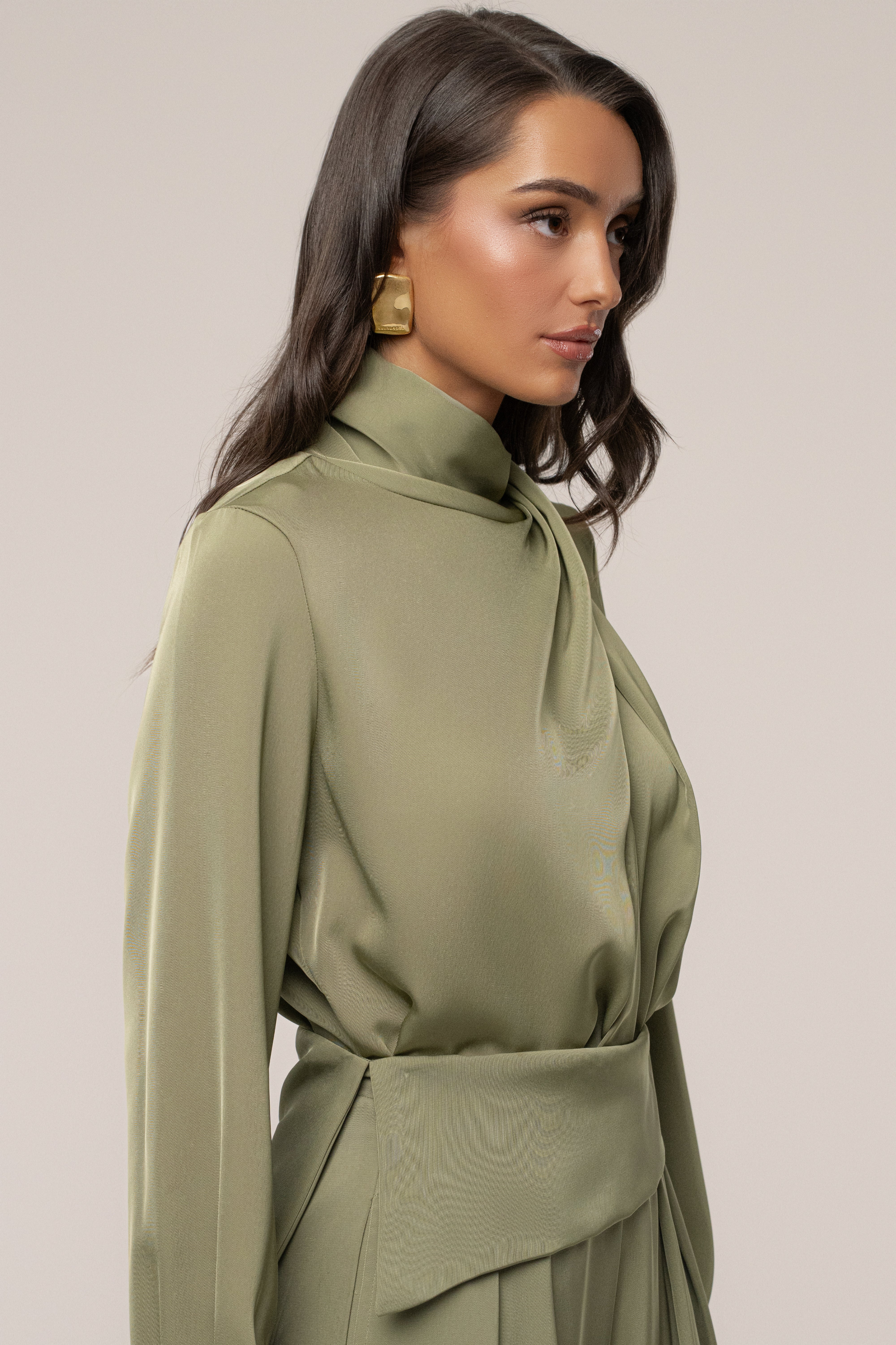 Olive Alexa Satin Blouse - Image 7