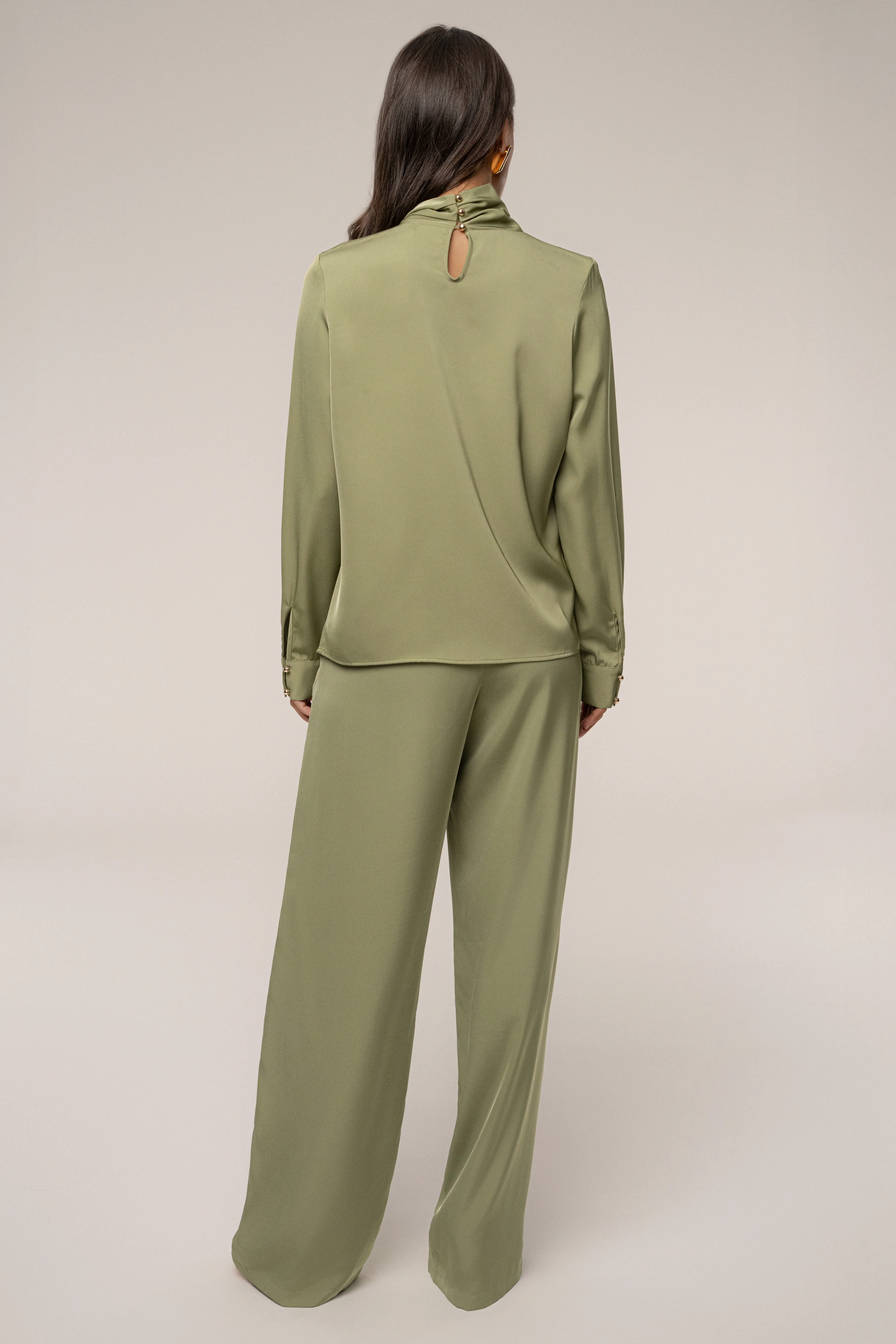 Olive Alexa Satin Blouse - Image 9