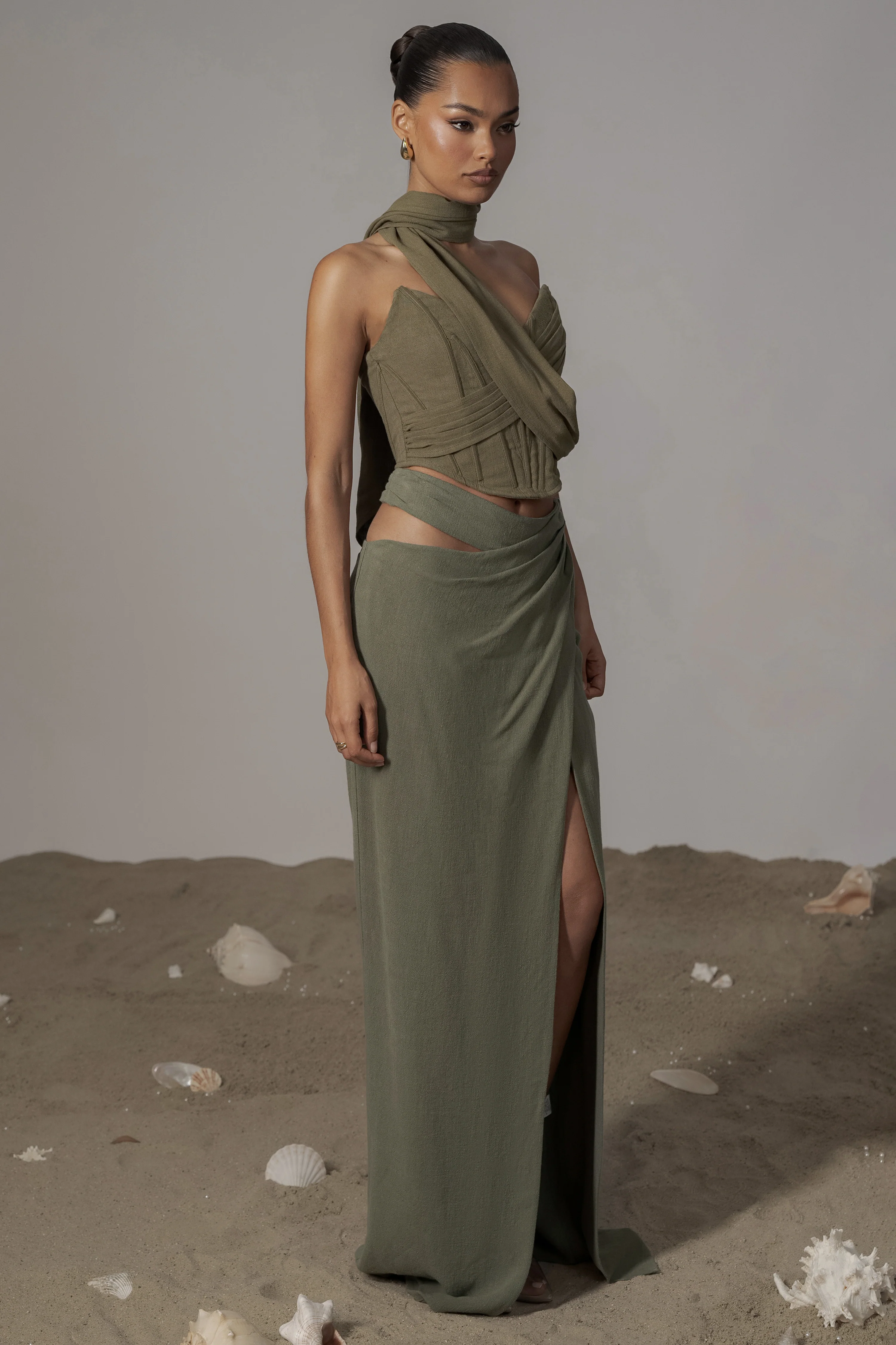 Olive Coastal Bliss Linen Bustier - Image 5