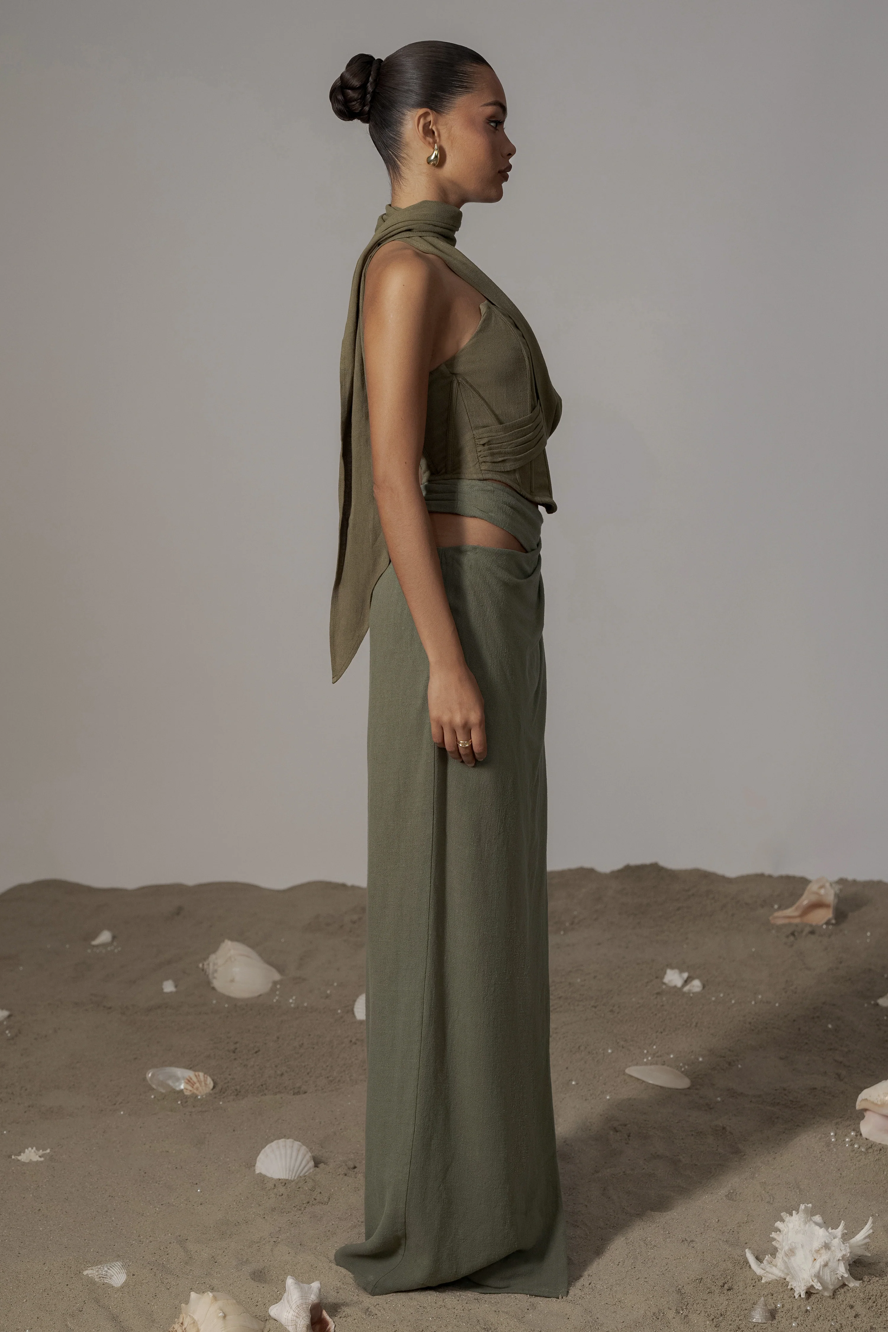 Olive Coastal Bliss Linen Bustier - Image 7