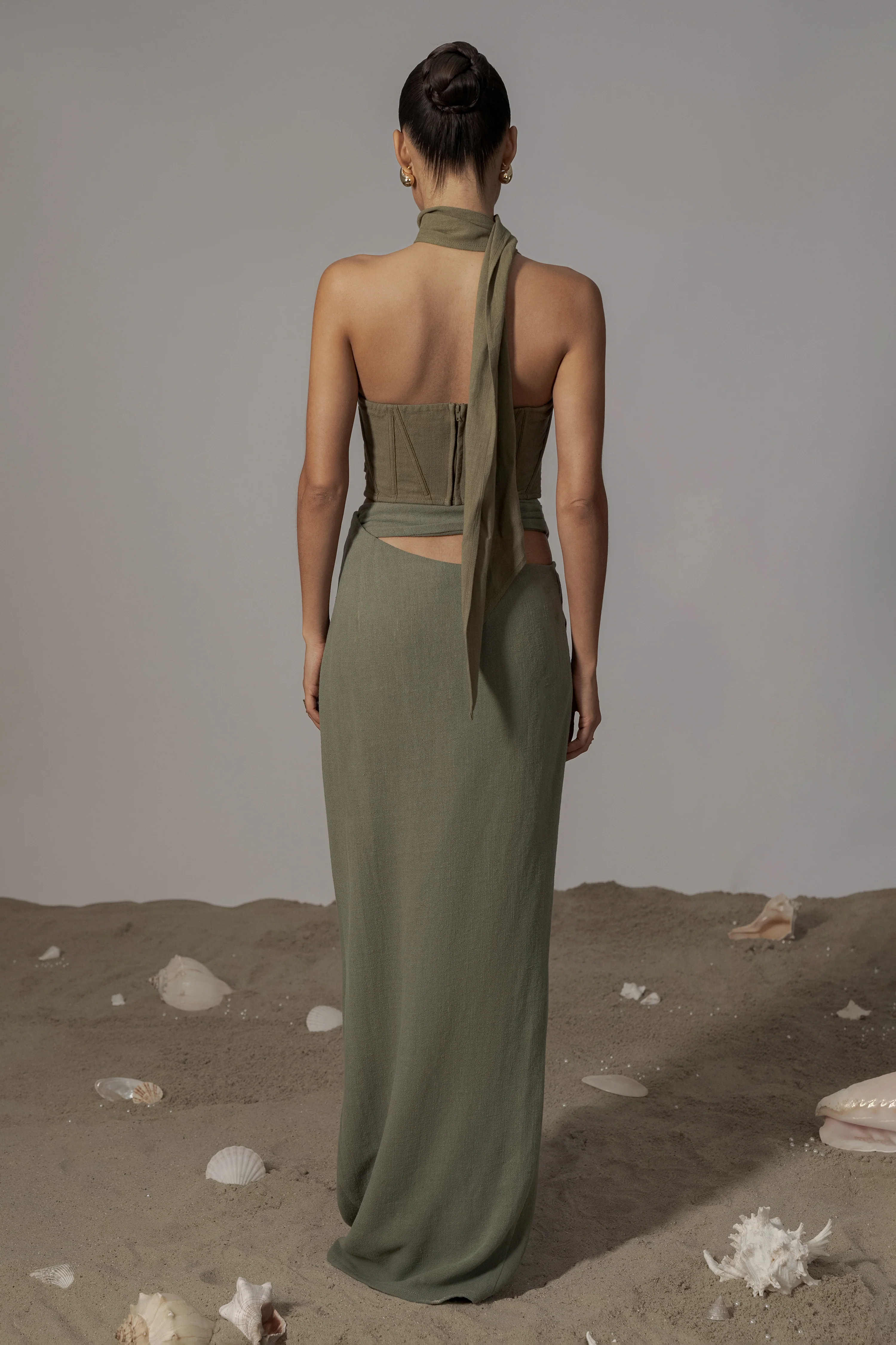 Olive Coastal Bliss Linen Bustier - Image 8
