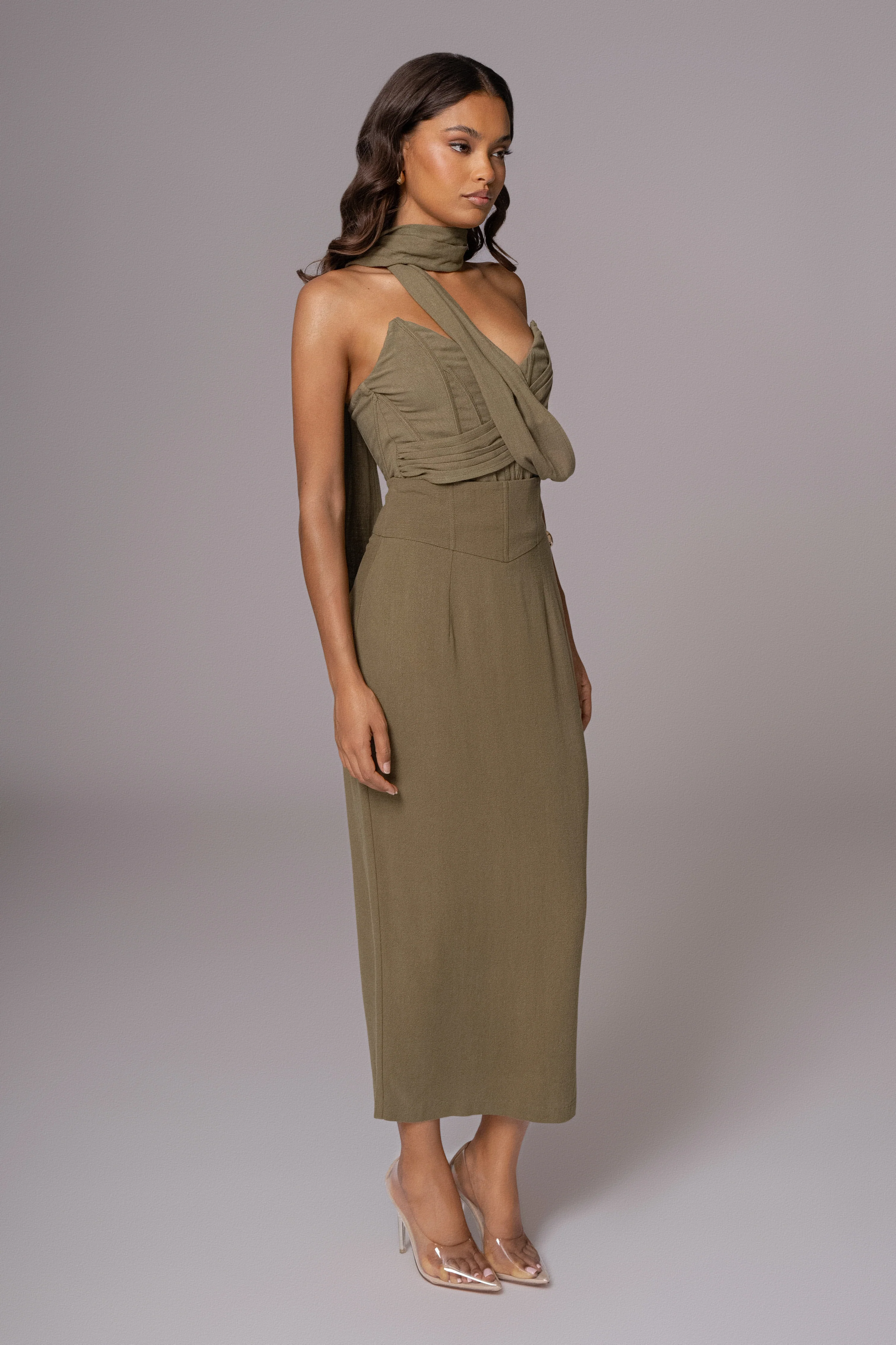 Olive Coastland Linen Skirt - Image 4