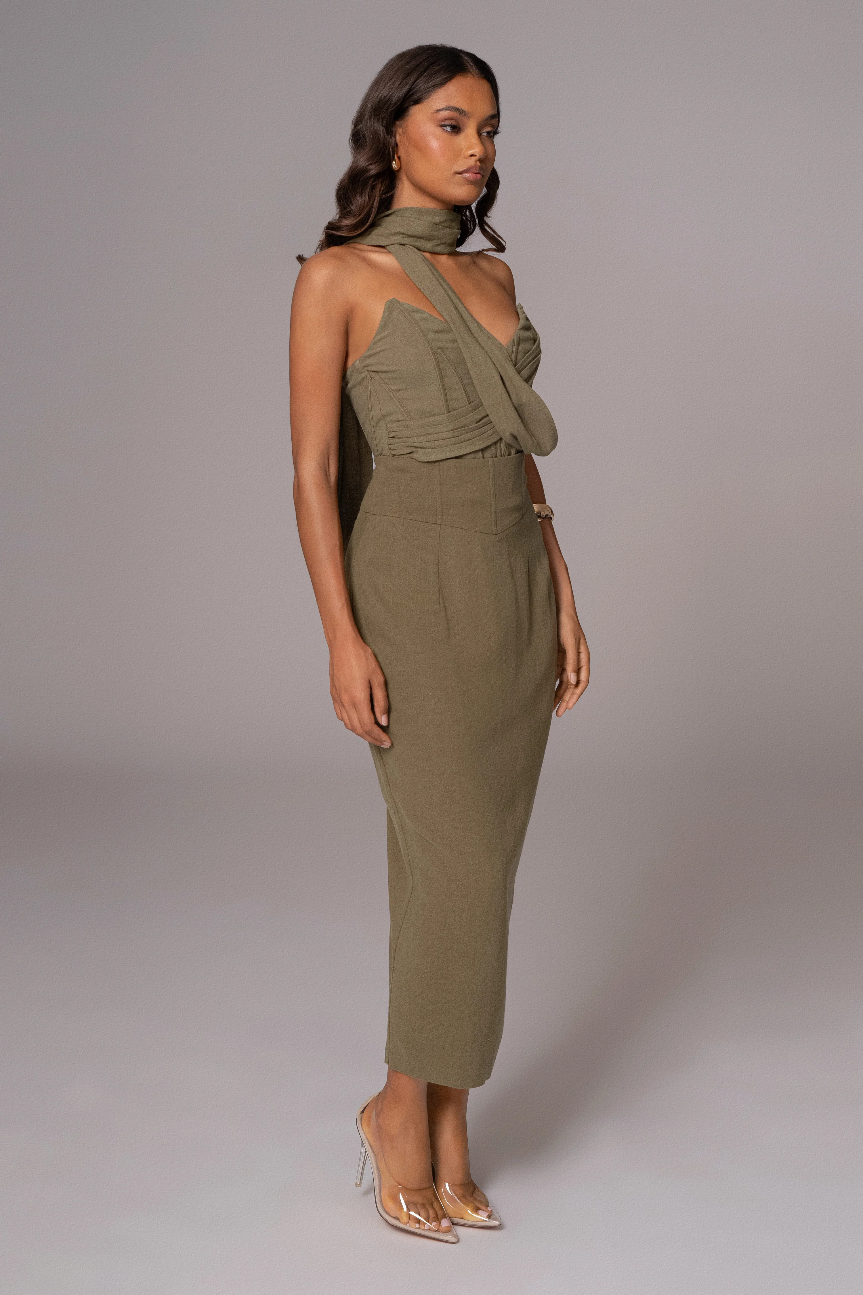 Olive Coastland Linen Skirt - Image 5