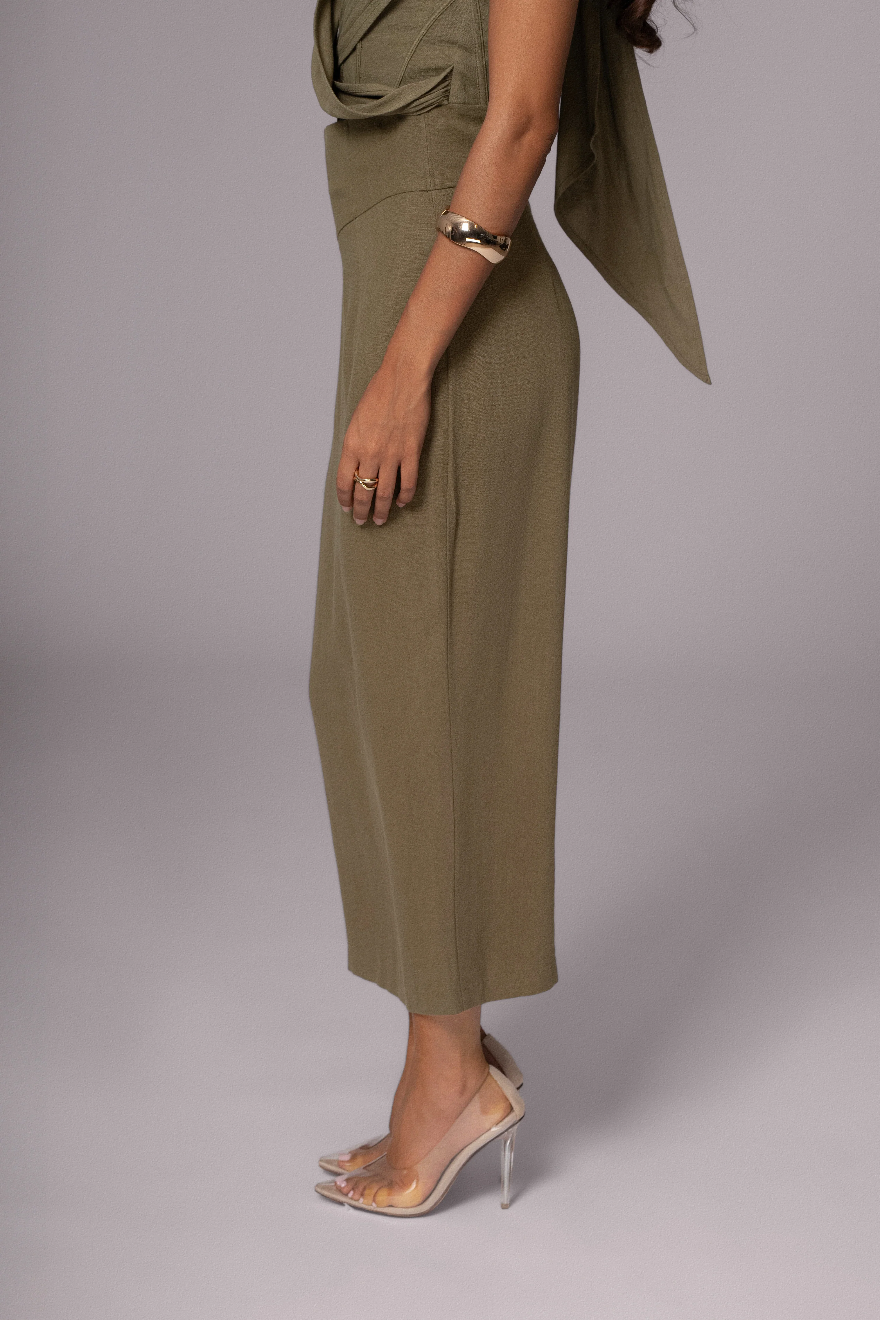 Olive Coastland Linen Skirt - Image 7