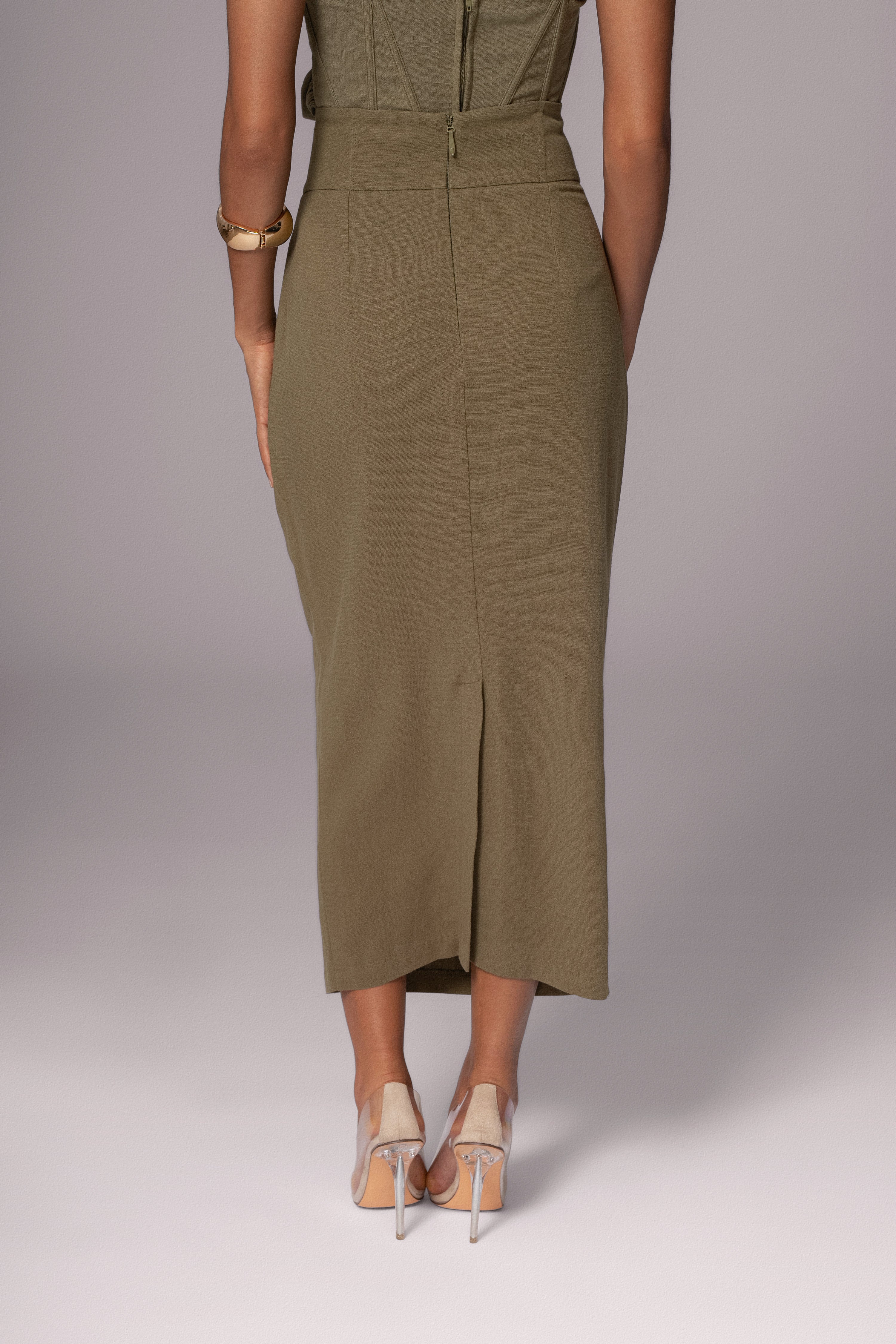 Olive Coastland Linen Skirt - Image 9