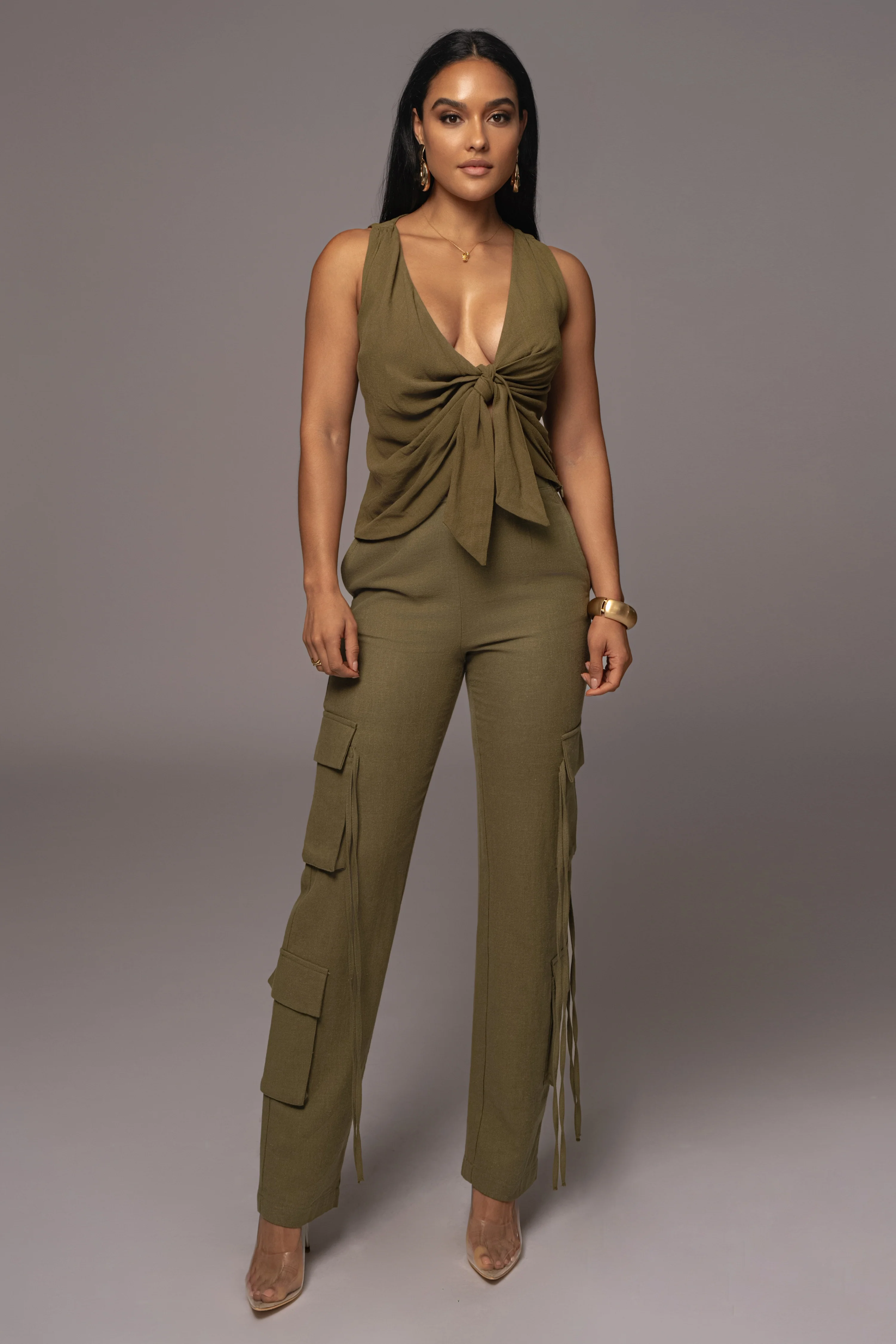 Olive Elicia Linen Top - Image 2