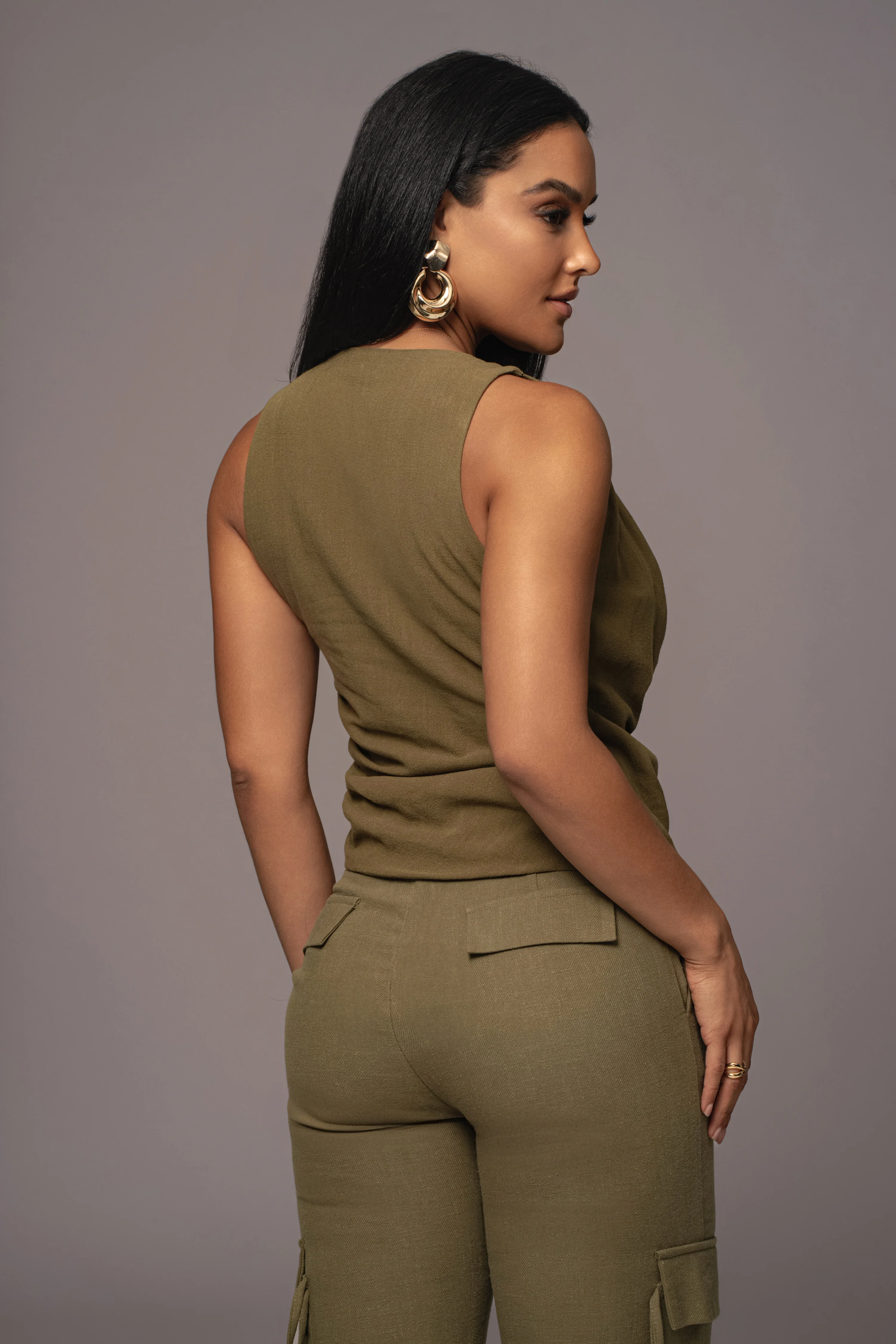 Olive Elicia Linen Top - Image 9