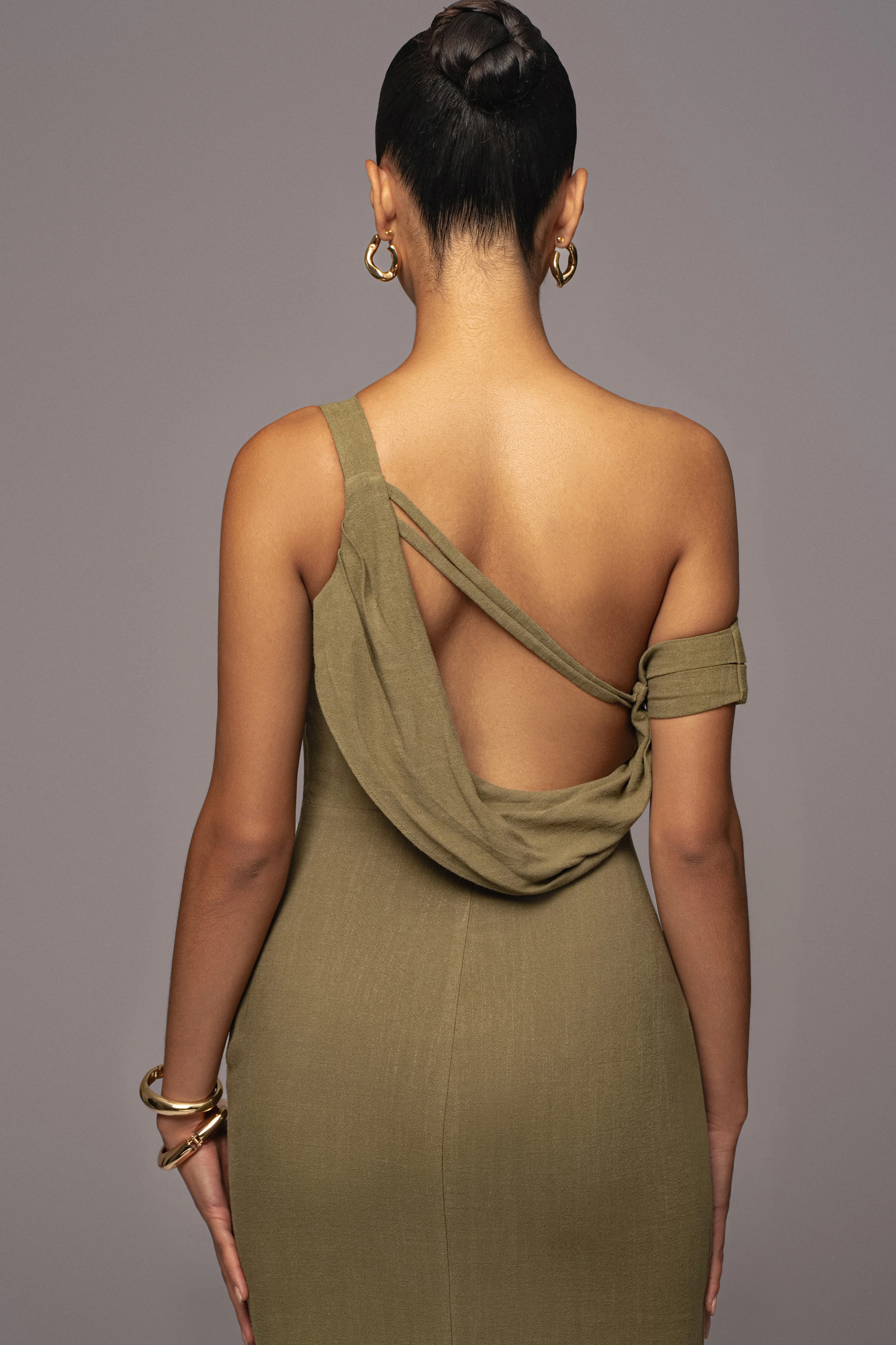 Olive Escape Linen Dress - Image 2