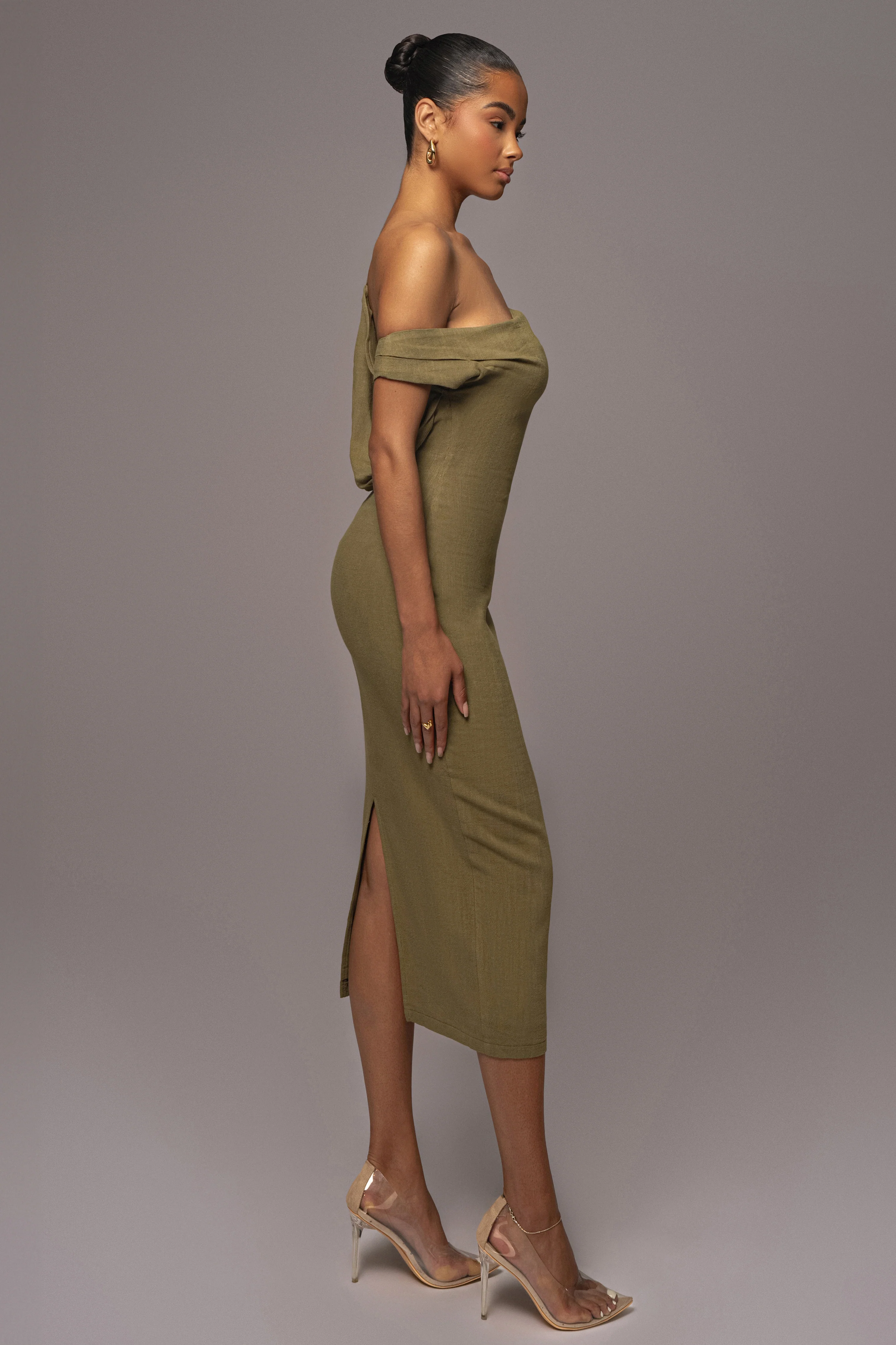 Olive Escape Linen Dress - Image 5