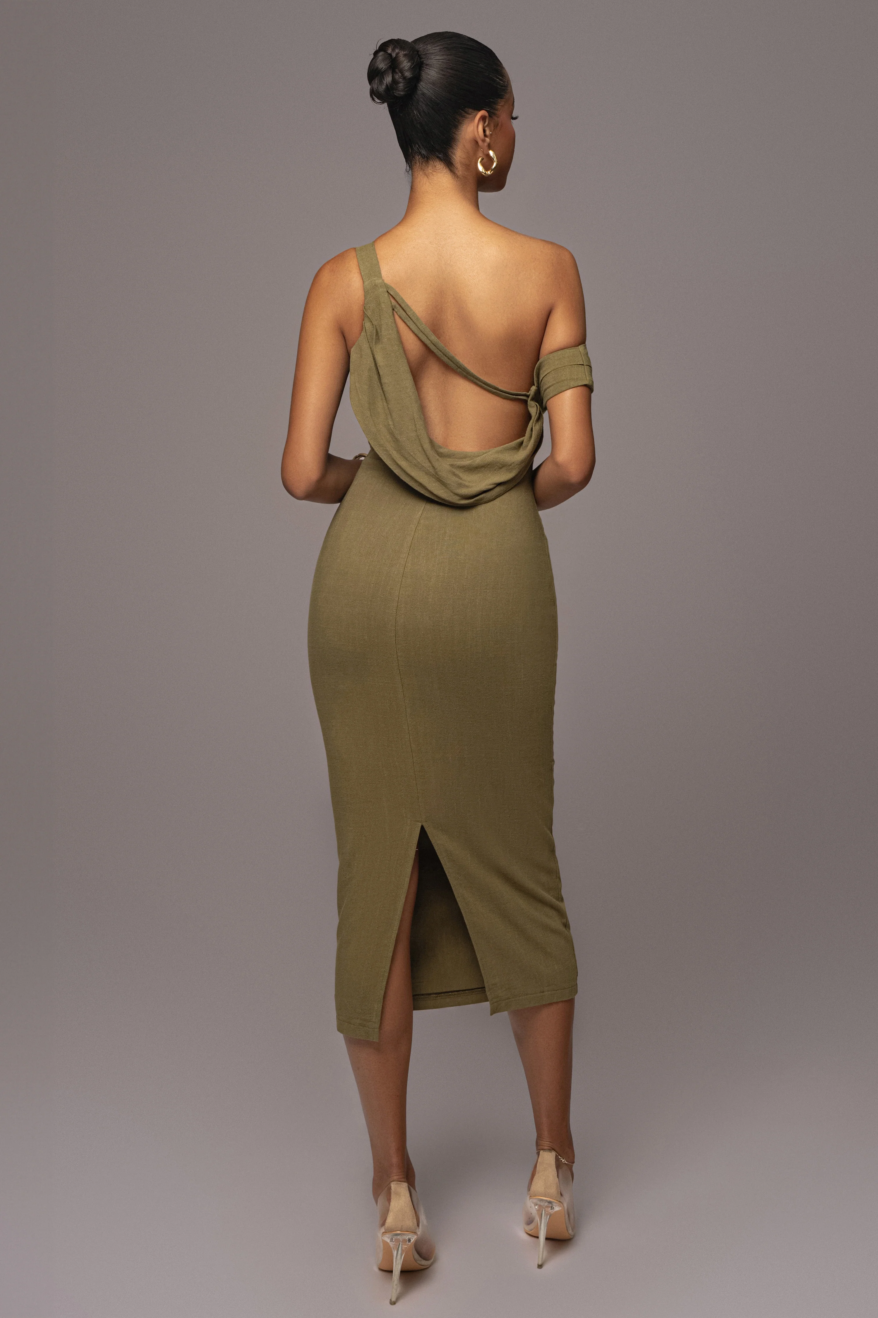 Olive Escape Linen Dress - Image 7