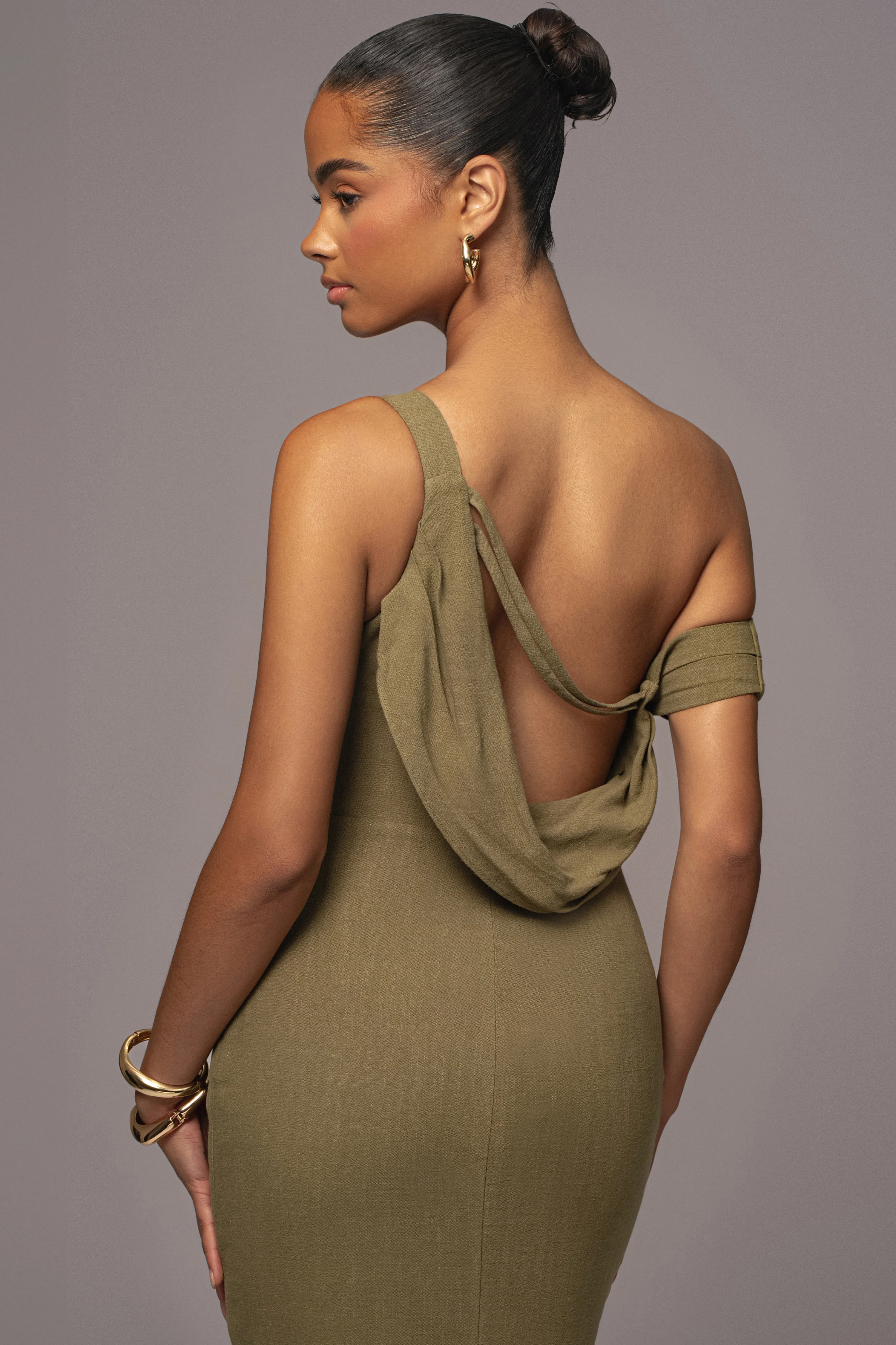 Olive Escape Linen Dress - Image 8