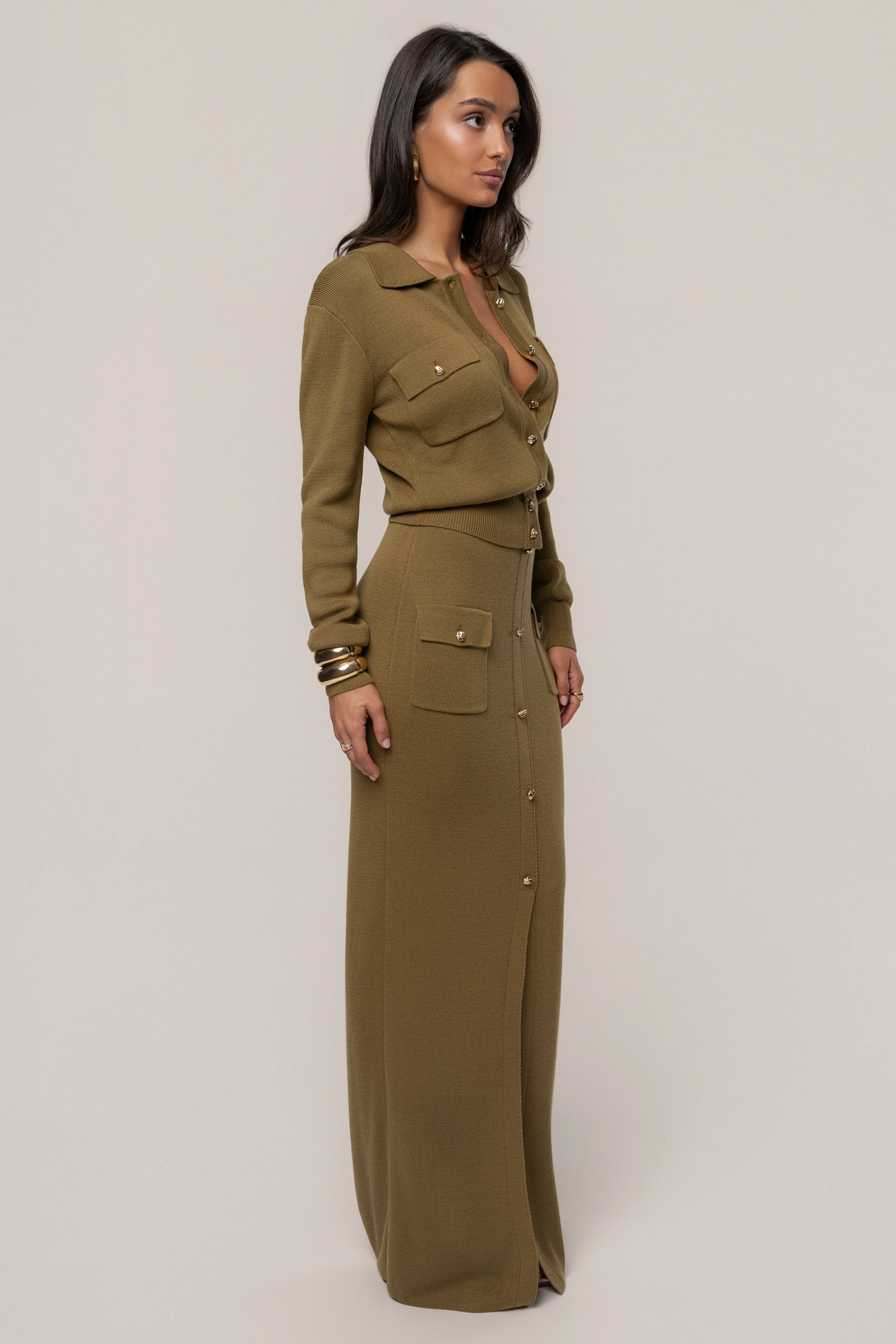 Olive Fall Bliss Maxi Skirt - Image 9