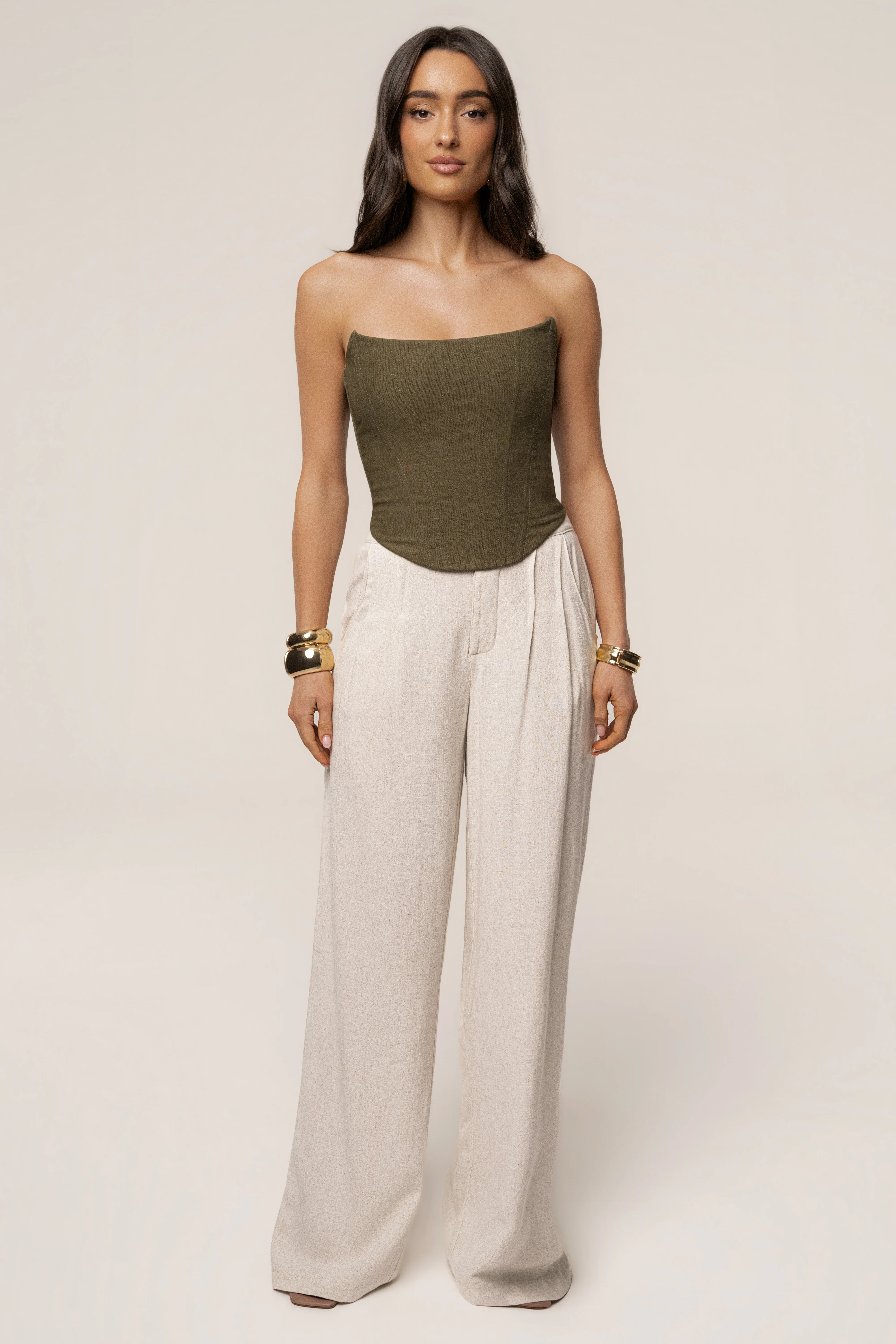 Olive Fenix Reversible Linen Corset - Image 3
