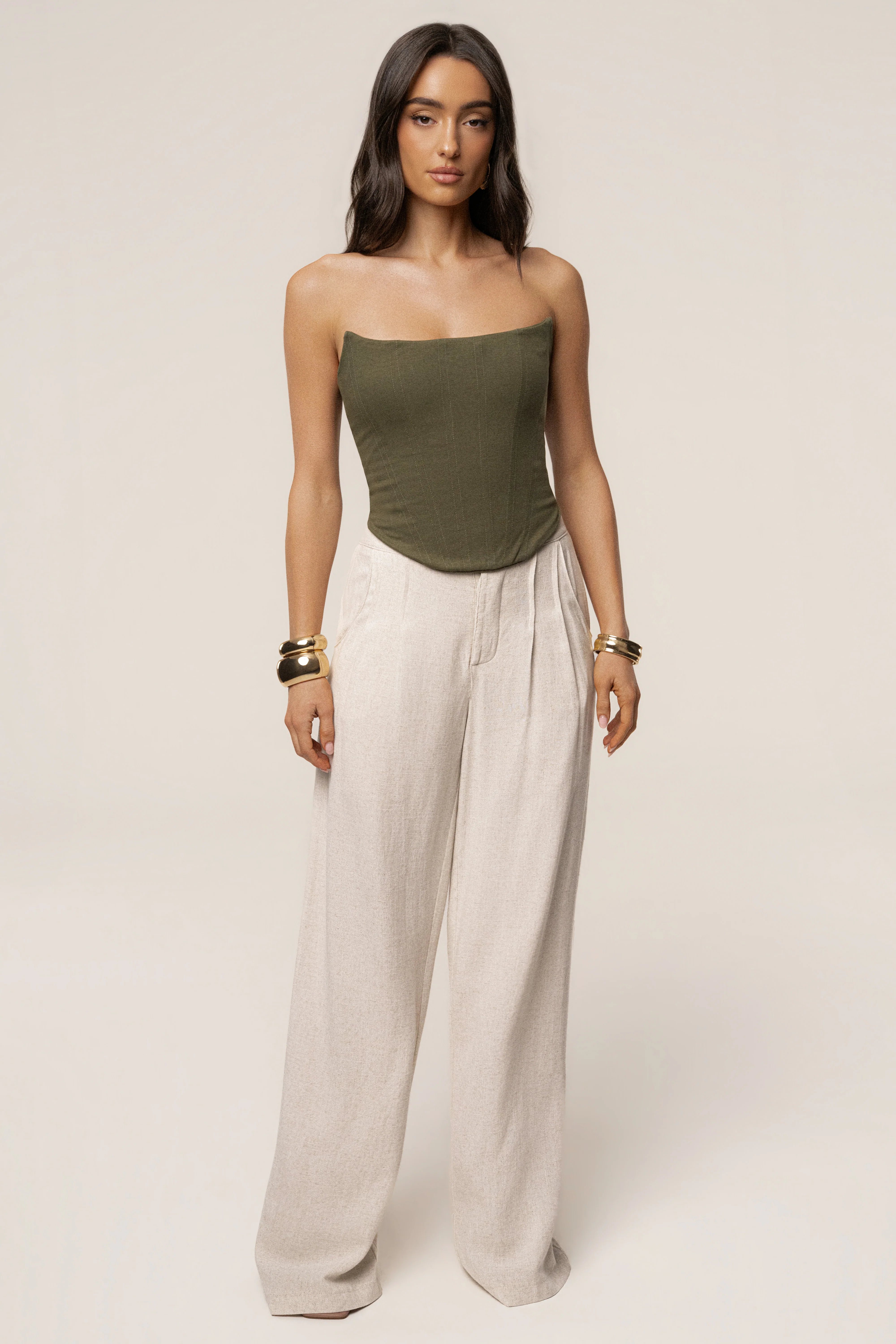 Olive Fenix Reversible Linen Corset - Image 5