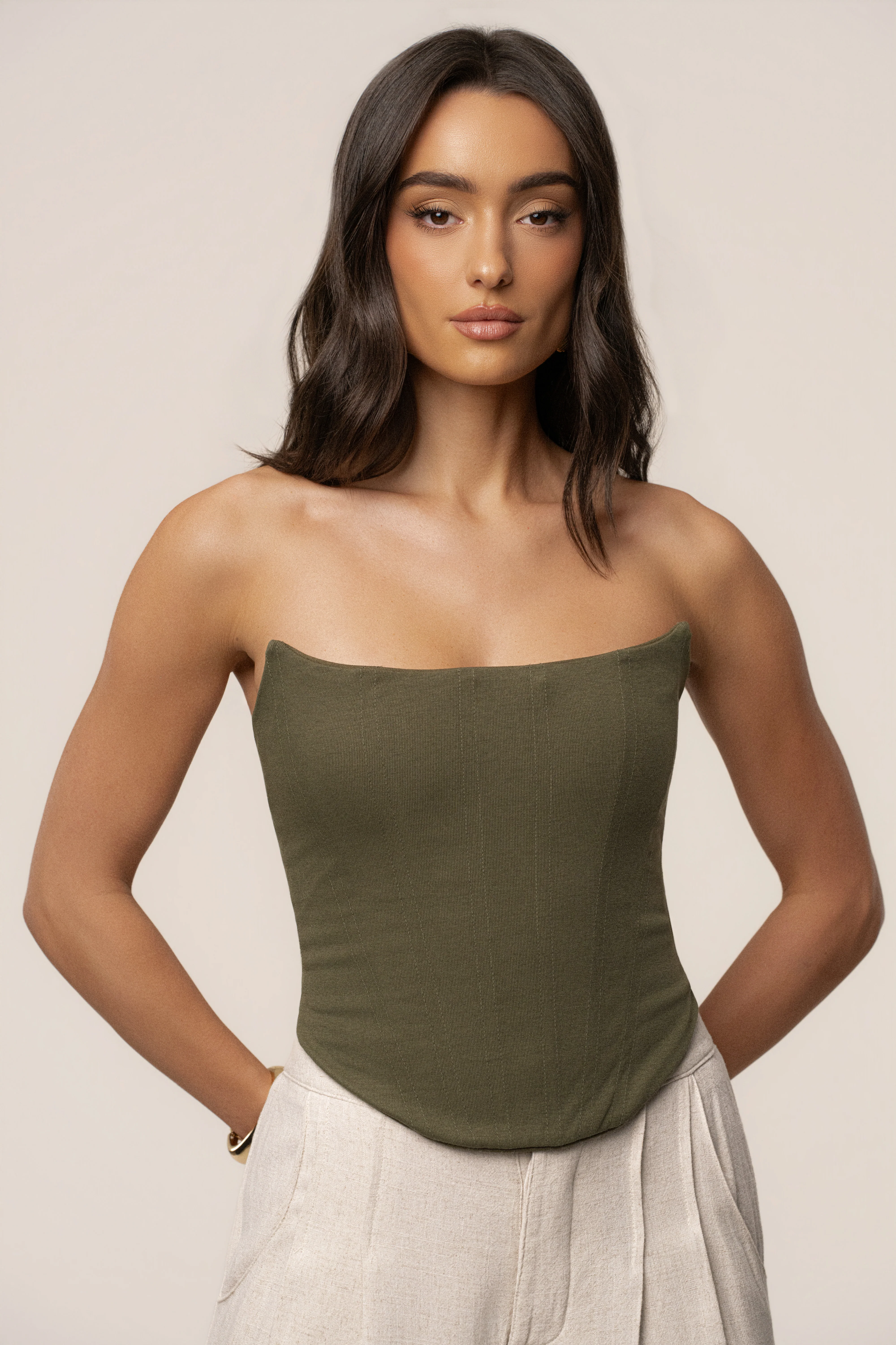 Olive Fenix Reversible Linen Corset - Image 7