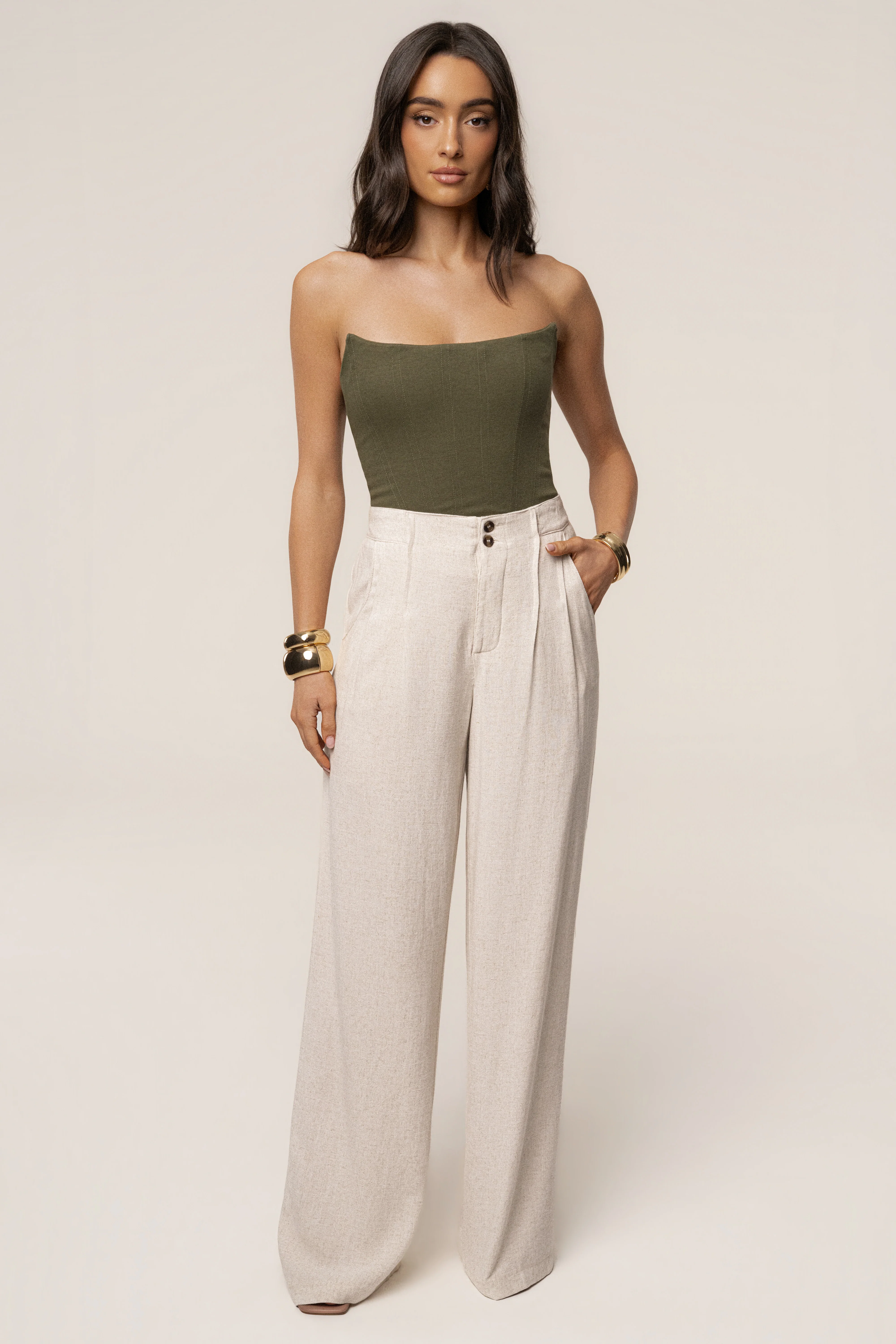 Olive Fenix Reversible Linen Corset - Image 8