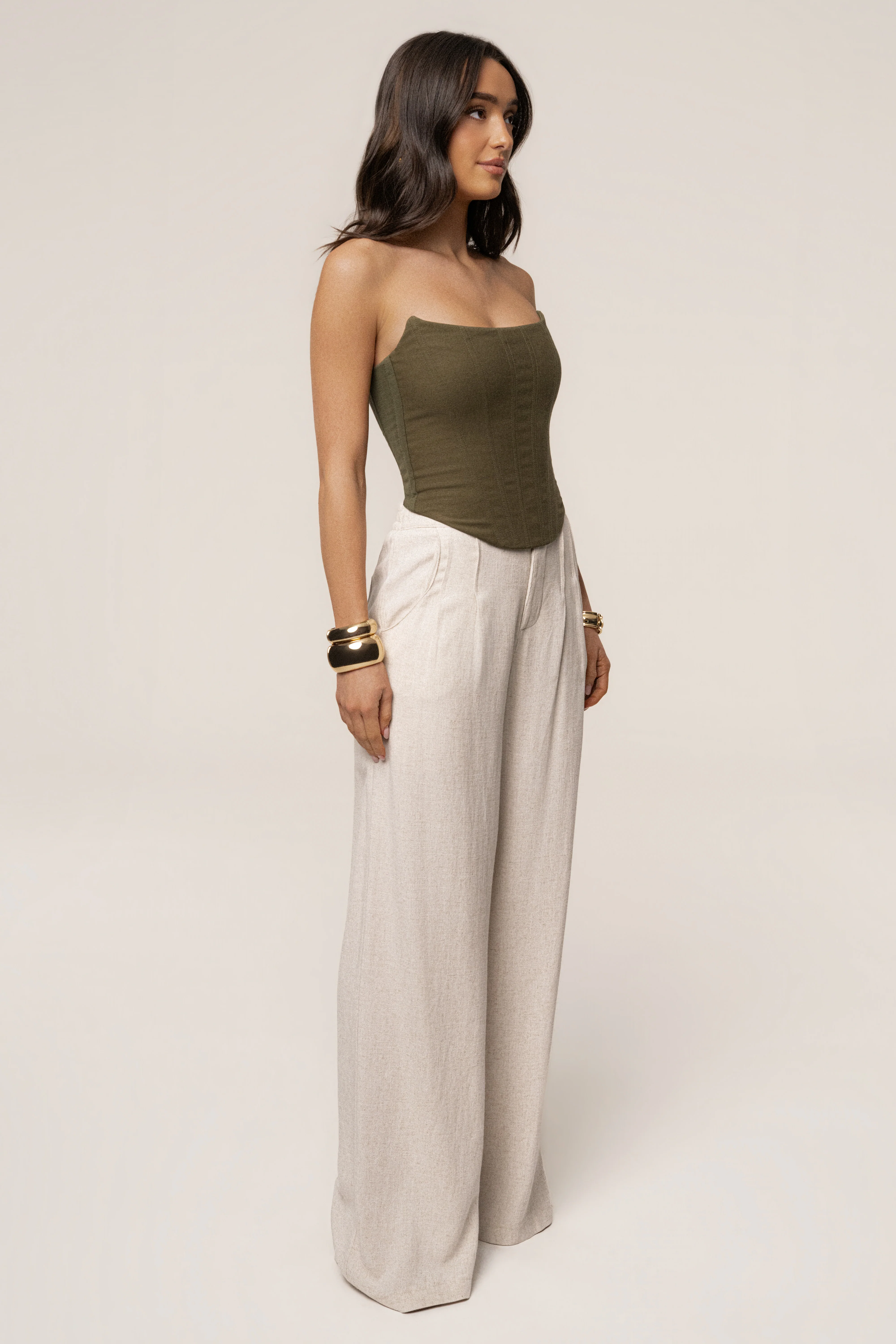 Olive Fenix Reversible Linen Corset - Image 9