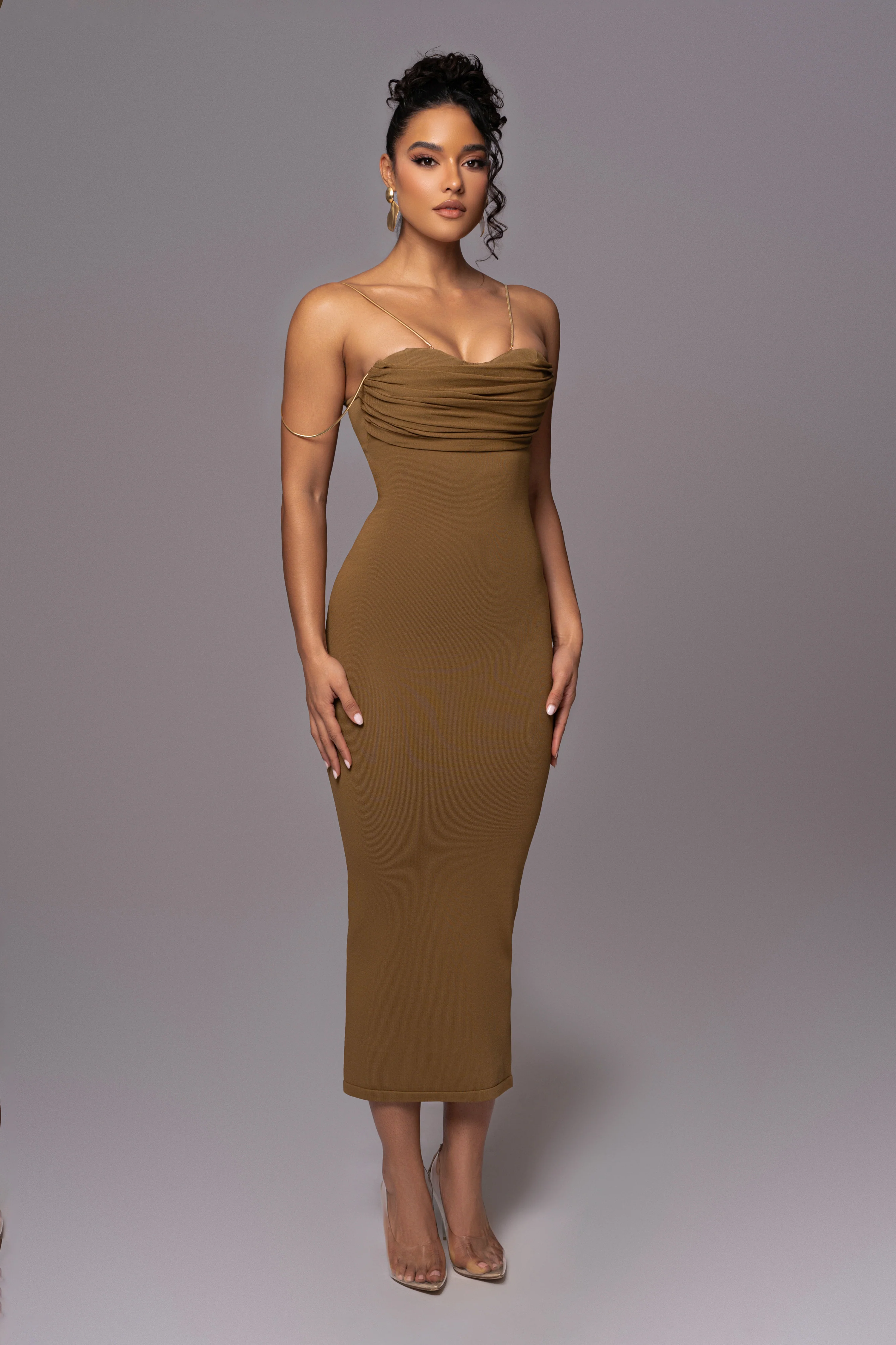 Olive La Lune Drape Midi Dress - Image 3