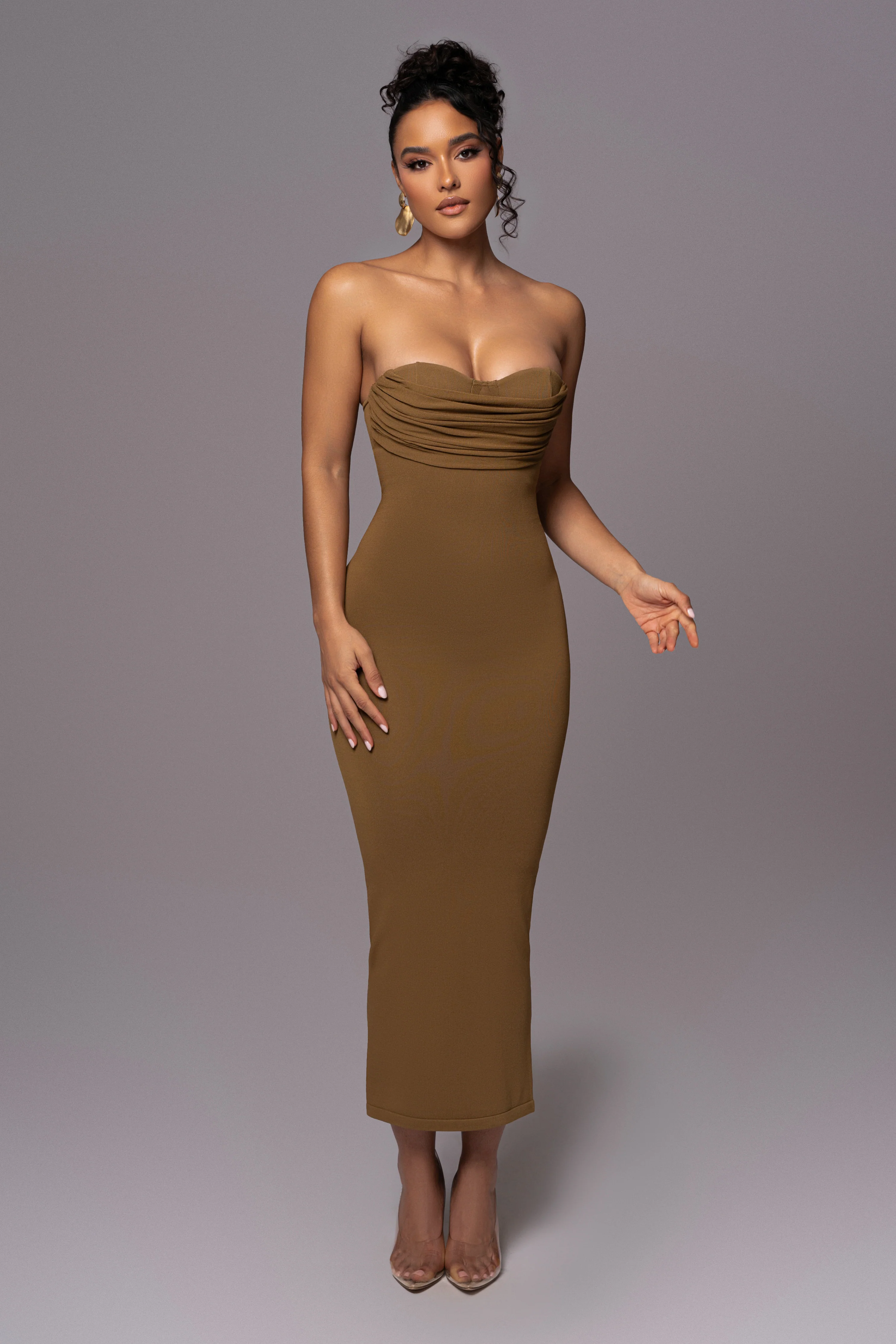 Olive La Lune Drape Midi Dress - Image 5
