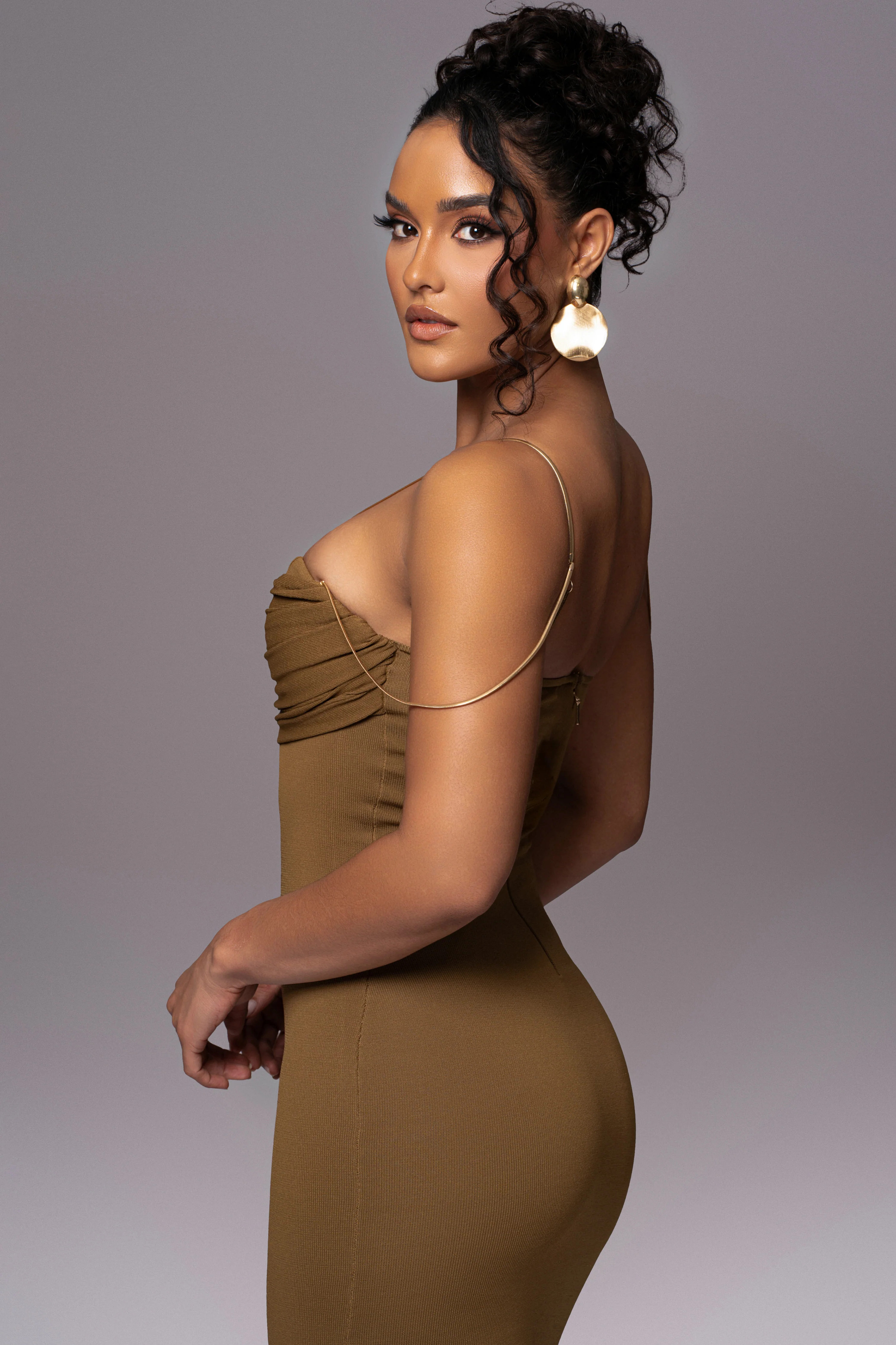 Olive La Lune Drape Midi Dress - Image 6