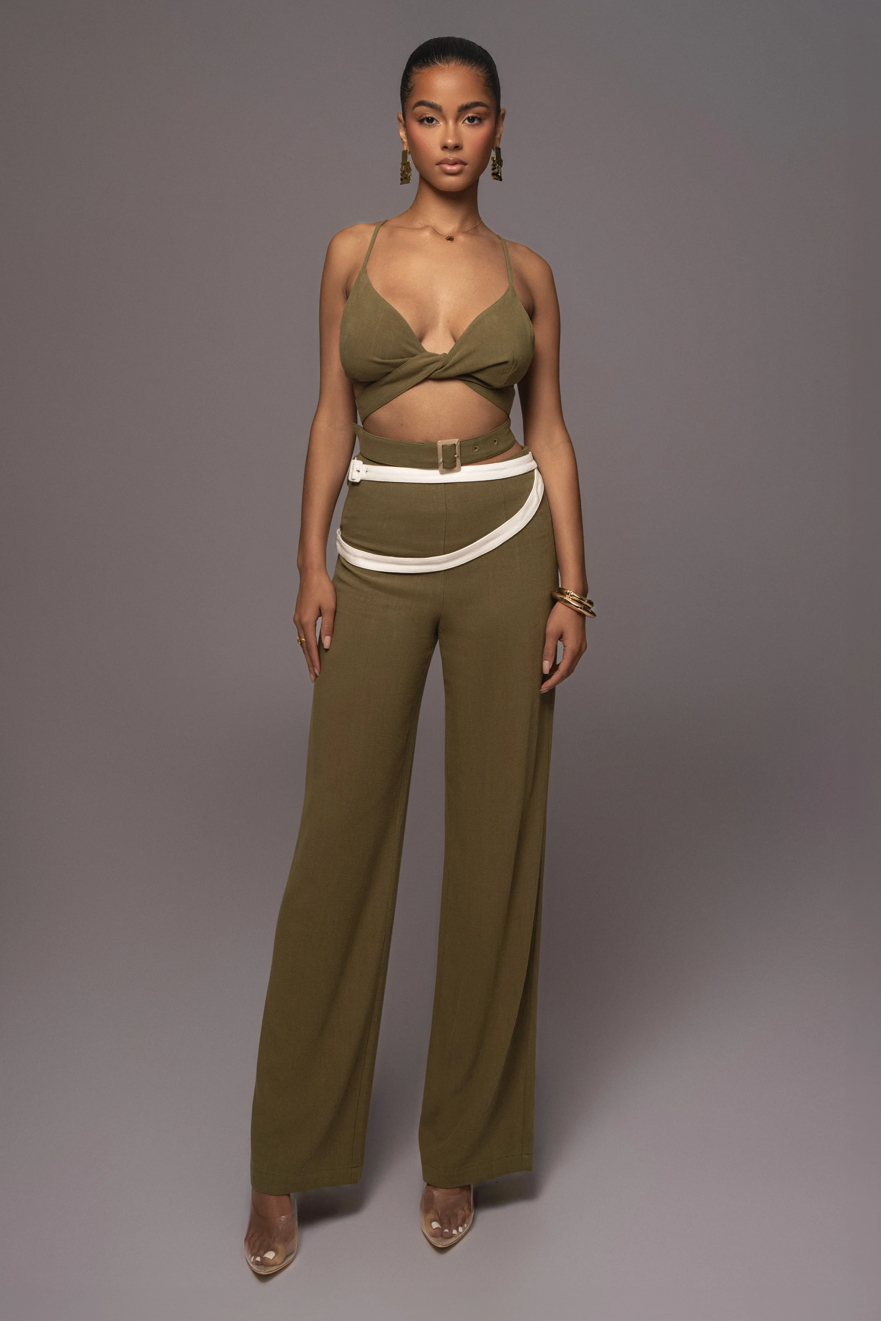 Olive Ocean Depths Linen Top - Image 2
