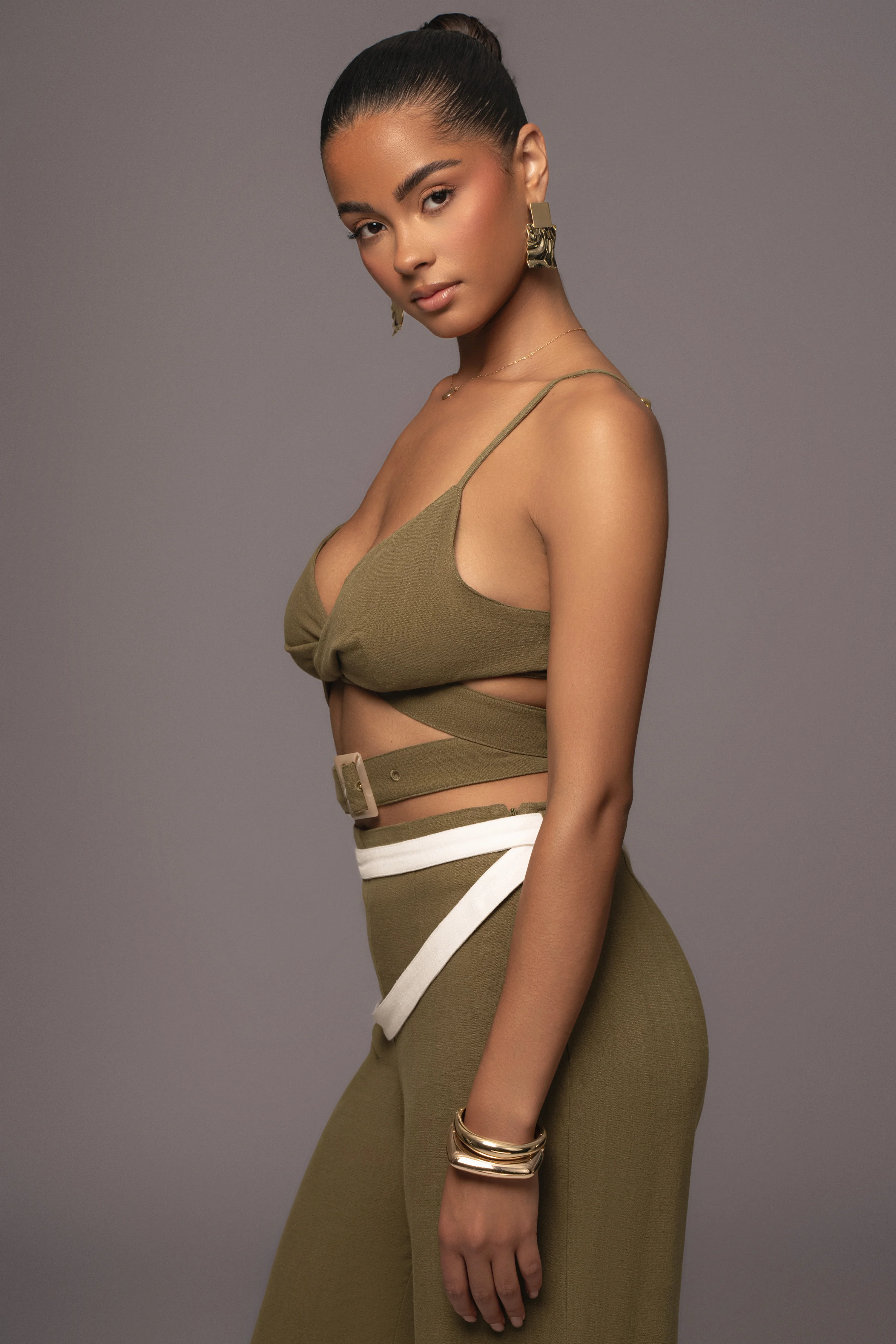 Olive Ocean Depths Linen Top - Image 3