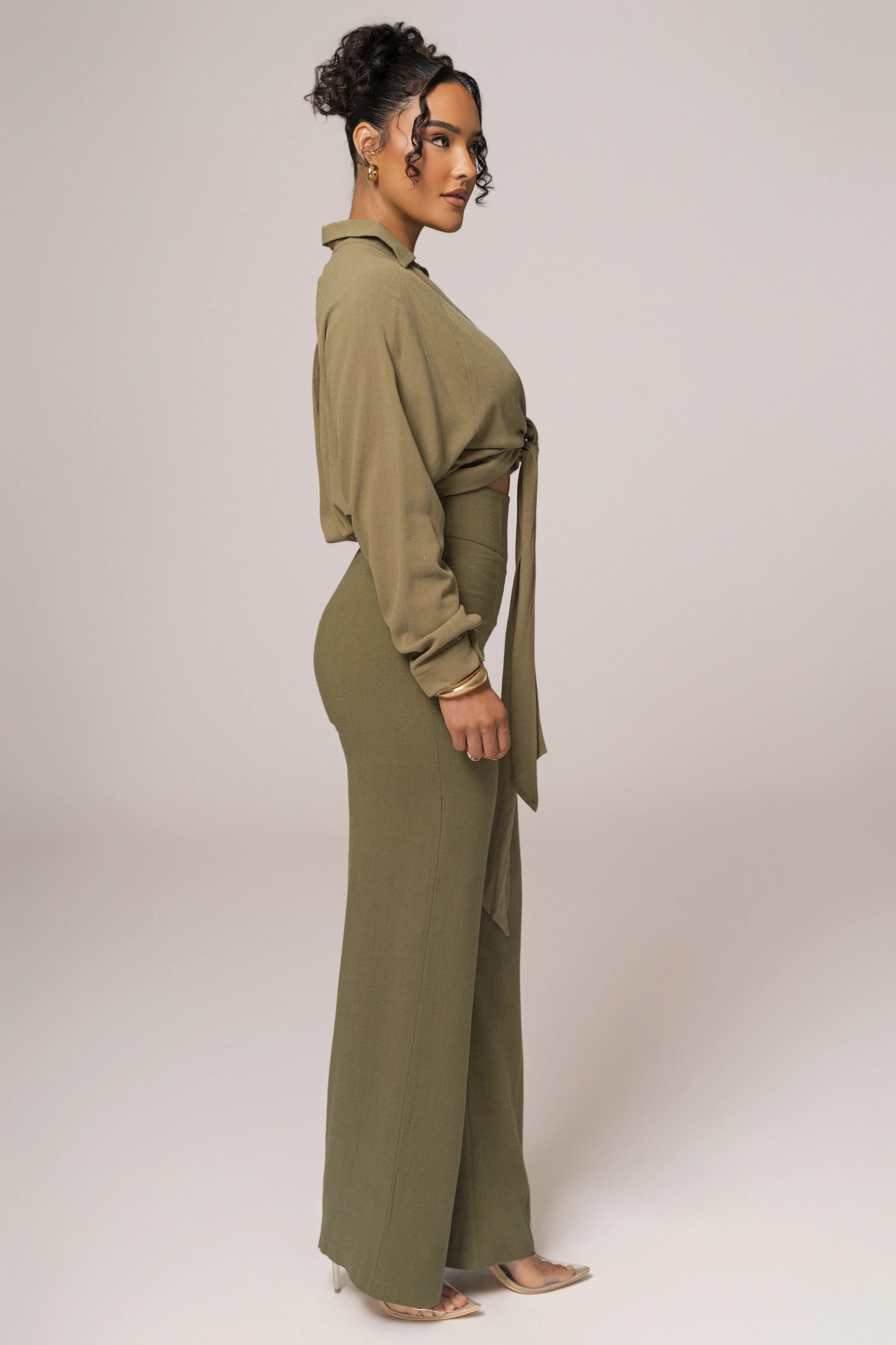 Olive Soho Front Tied Woven Top - Image 5